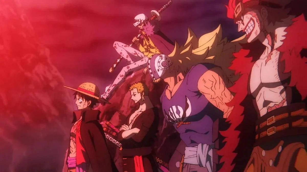 One Piece Wano, anime characters, fiery red sky, SD Desktop Wallpaper