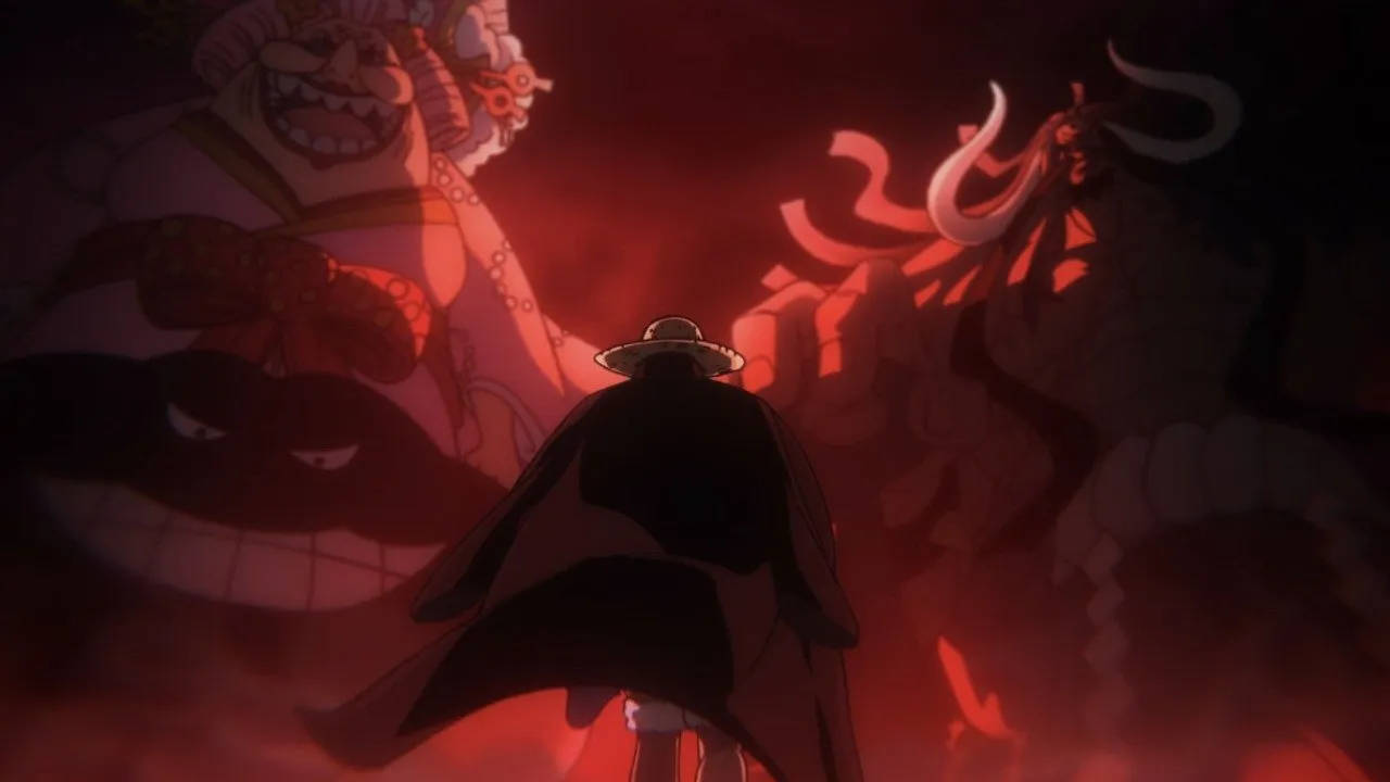 One Piece Wano, confrontation, lone figure in a cloak, HD Desktop Wallpaper