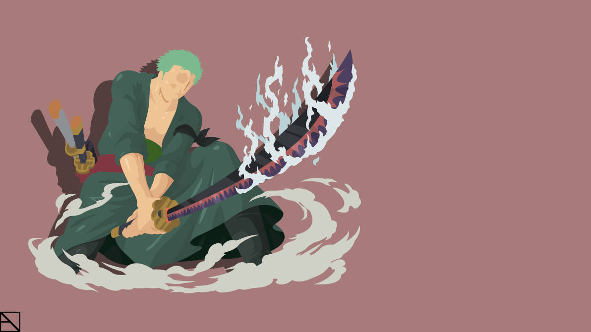 One Piece Zoro, green-haired anime swordsman, green robes, SD Desktop Wallpaper