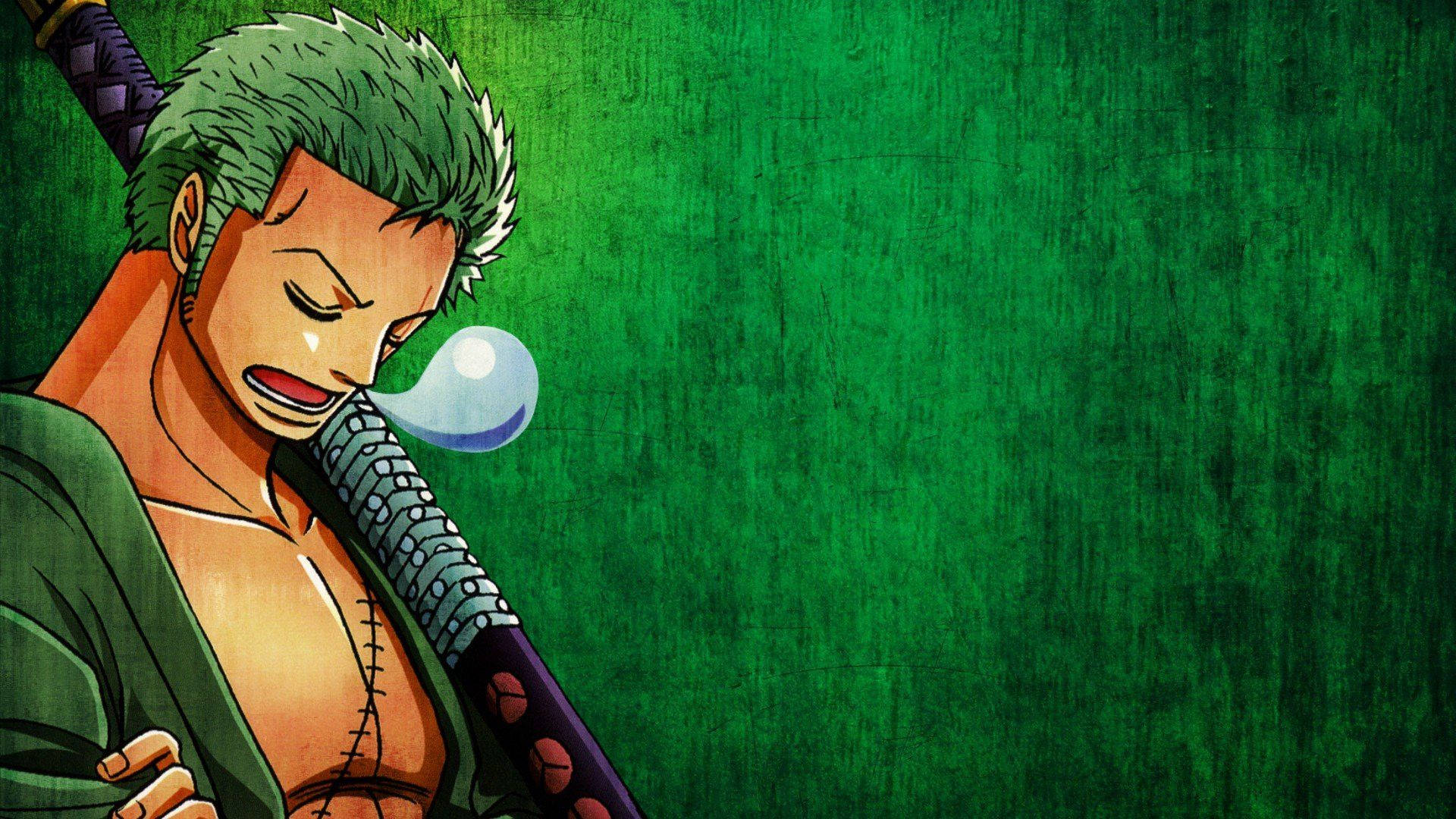 Zoro, One Piece, green-haired anime warrior, Full HD Desktop Wallpaper