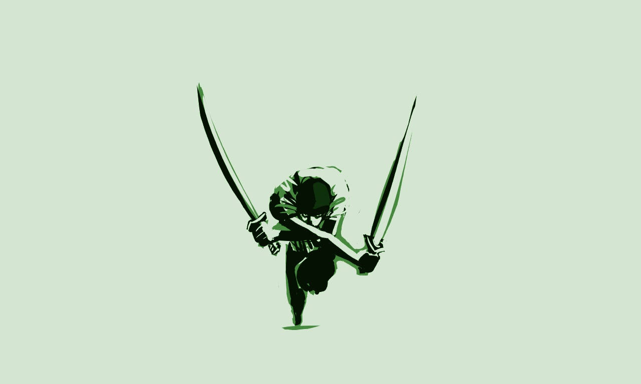 Zoro, green silhouette, two swords, HD Desktop Wallpaper