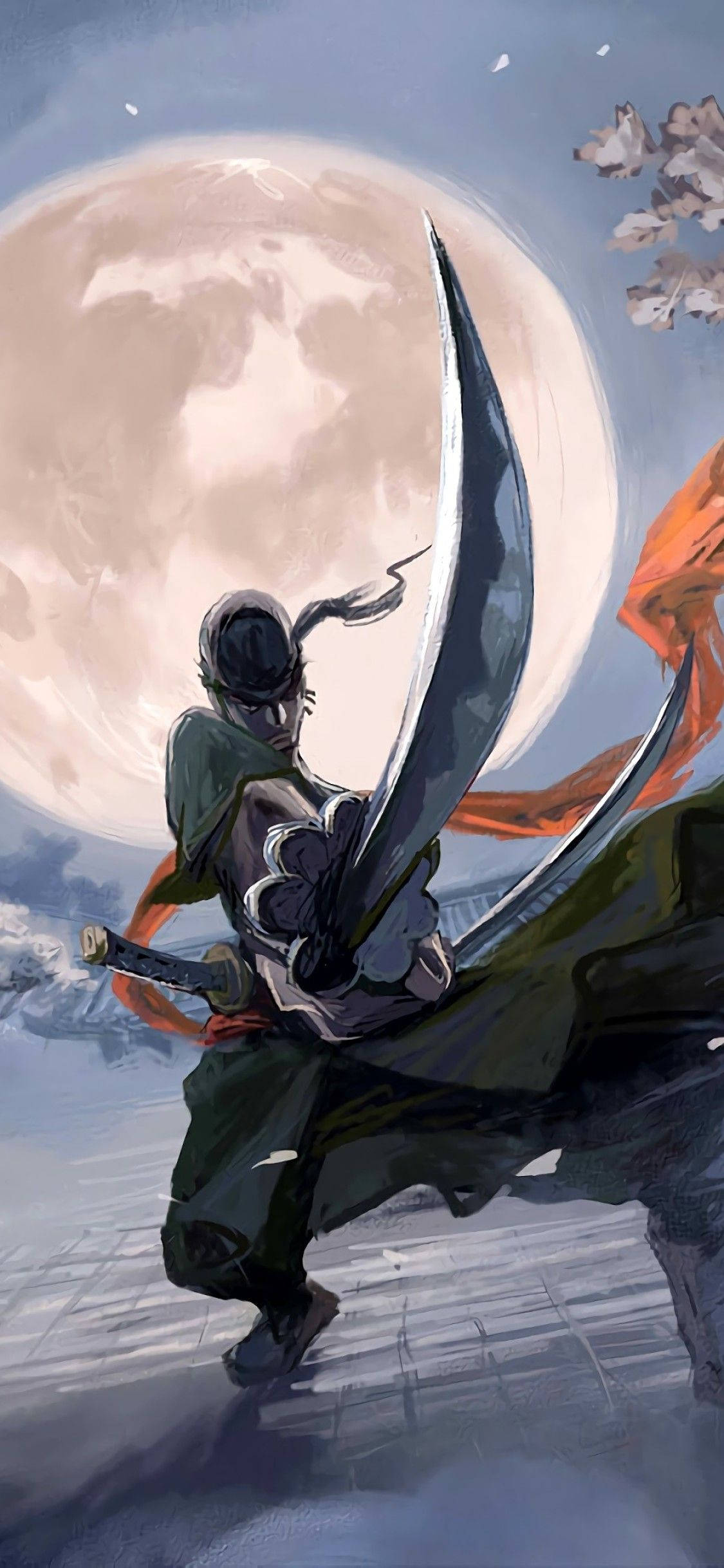 Zoro, green armor, curved blade, Full HD Phone Wallpaper