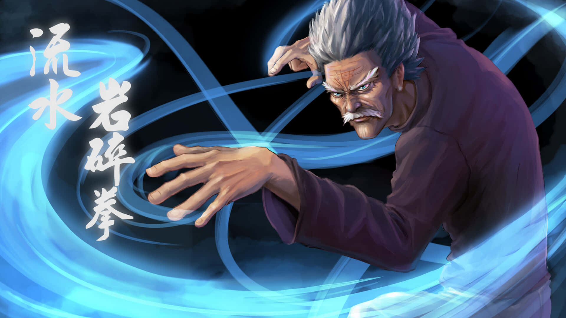 One Punch Man Bang, elderly martial arts master, white hair, Full HD Desktop Wallpaper