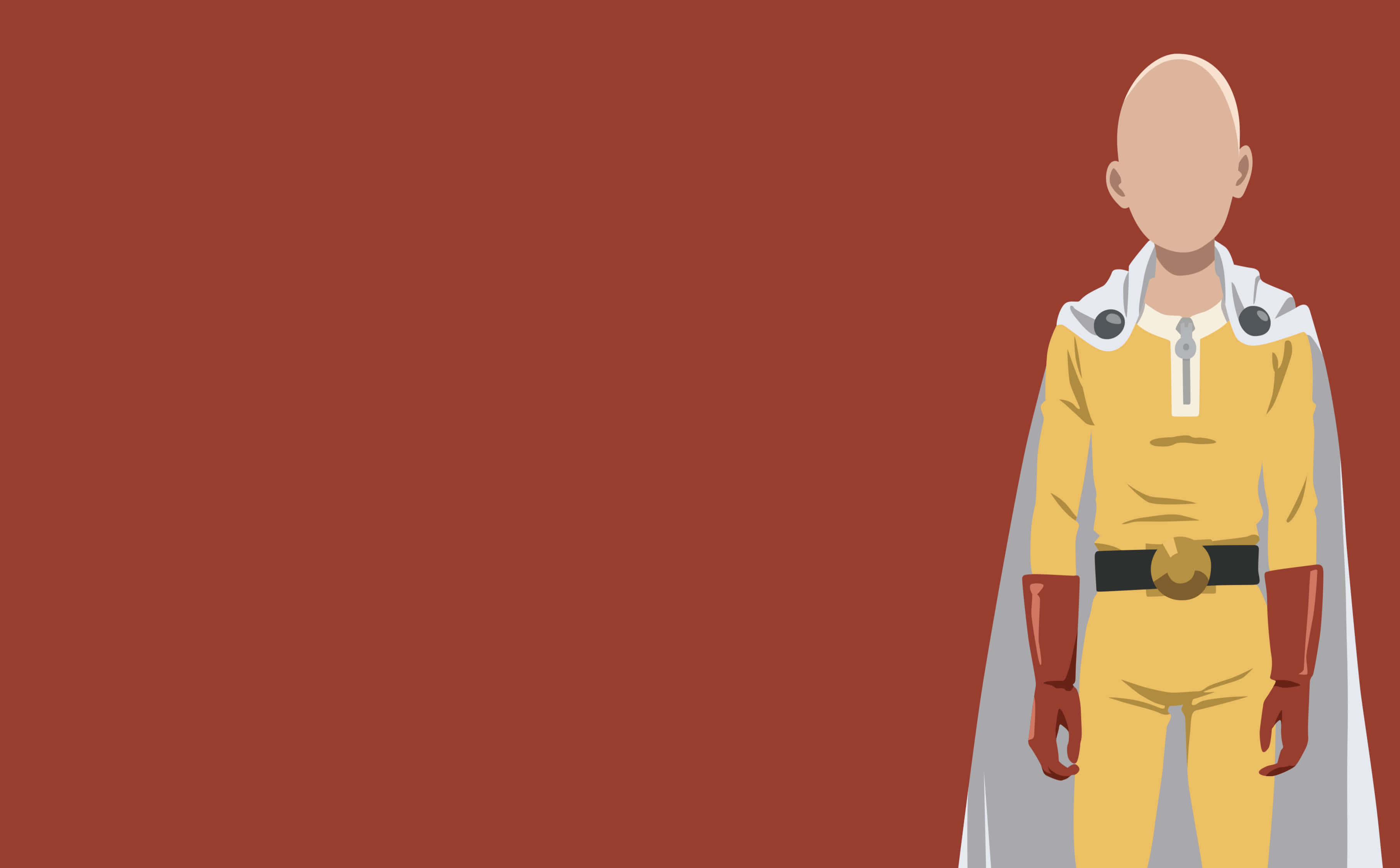 One Punch Man, bald superhero, yellow suit, 2K Desktop Wallpaper
