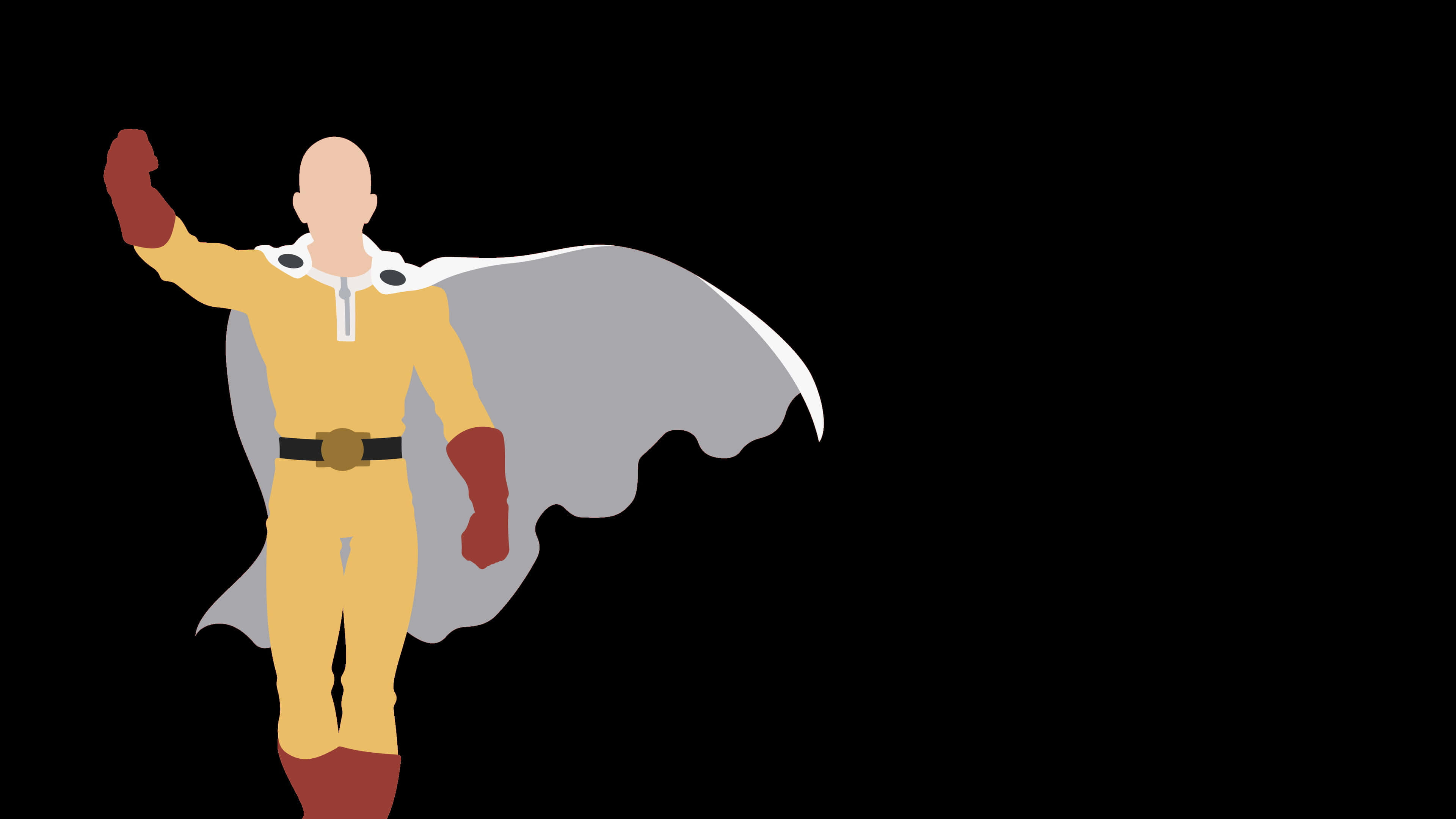 One Punch Man, minimalist style, bald superhero, 4K Desktop Wallpaper