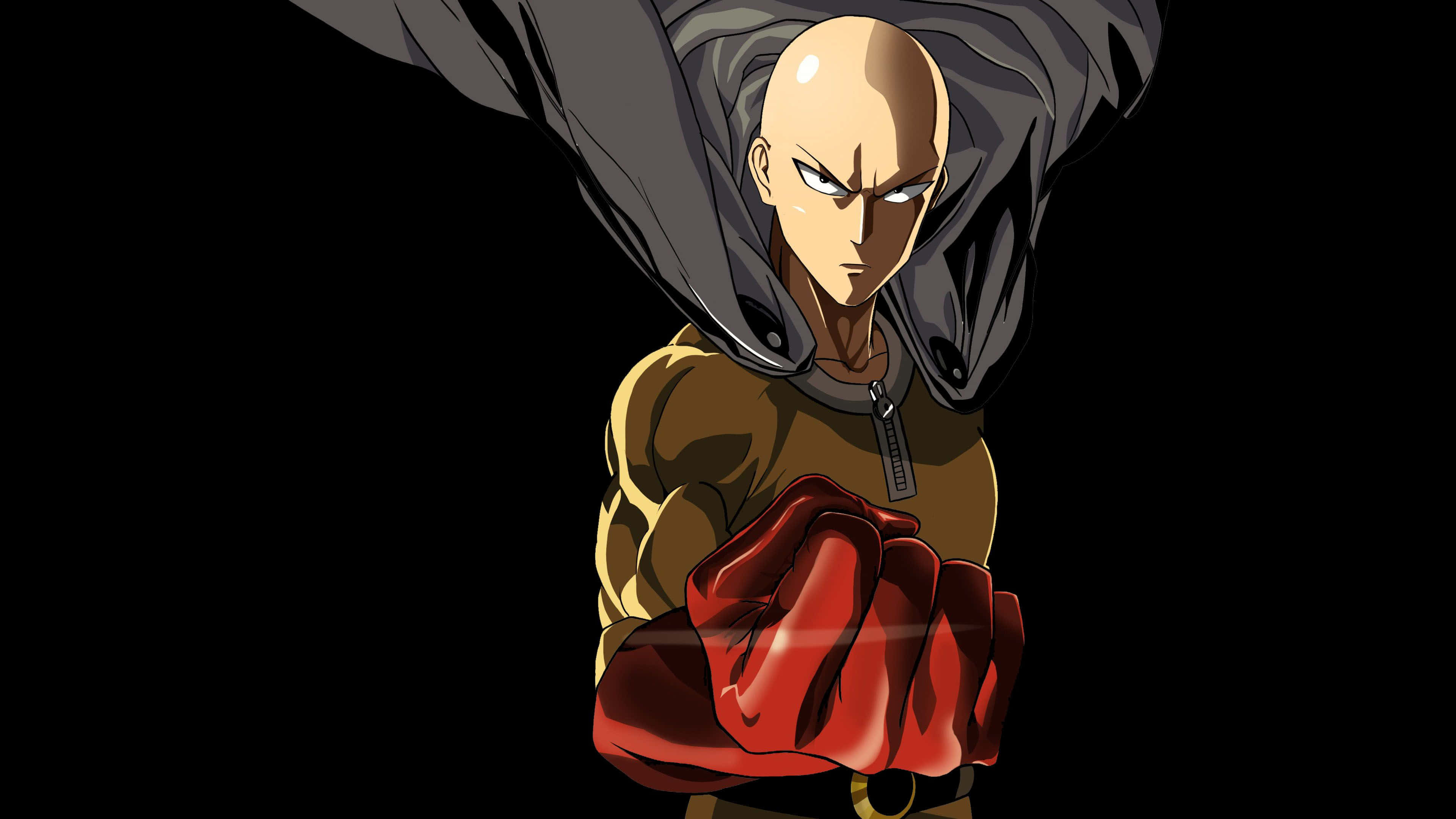 One Punch Man, bald anime hero, brown shirt, 4K Desktop Wallpaper
