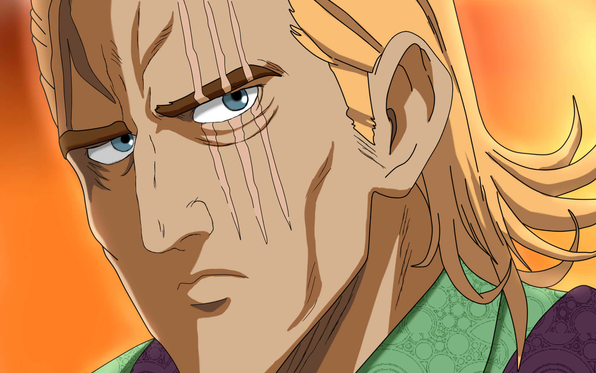 One Punch Man King, blue eyes, tear streaks, Full HD Desktop Wallpaper