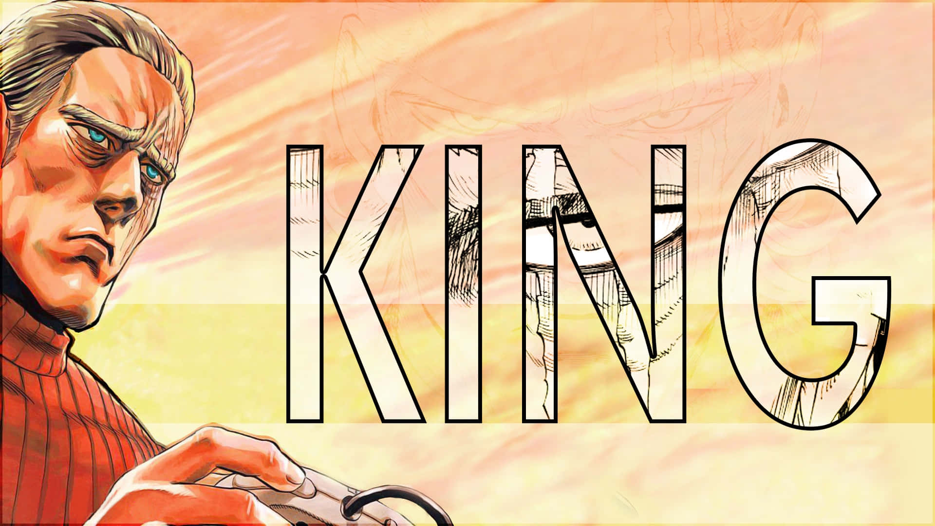 One Punch Man, King, blue eyes, Full HD Desktop Wallpaper