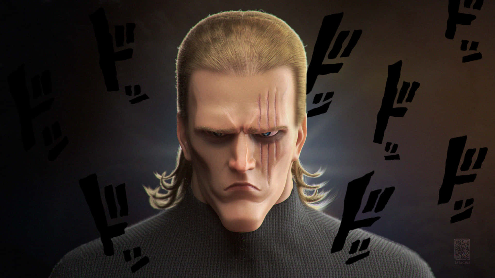 One Punch Man King, blonde hair, facial scars, Full HD Desktop Wallpaper