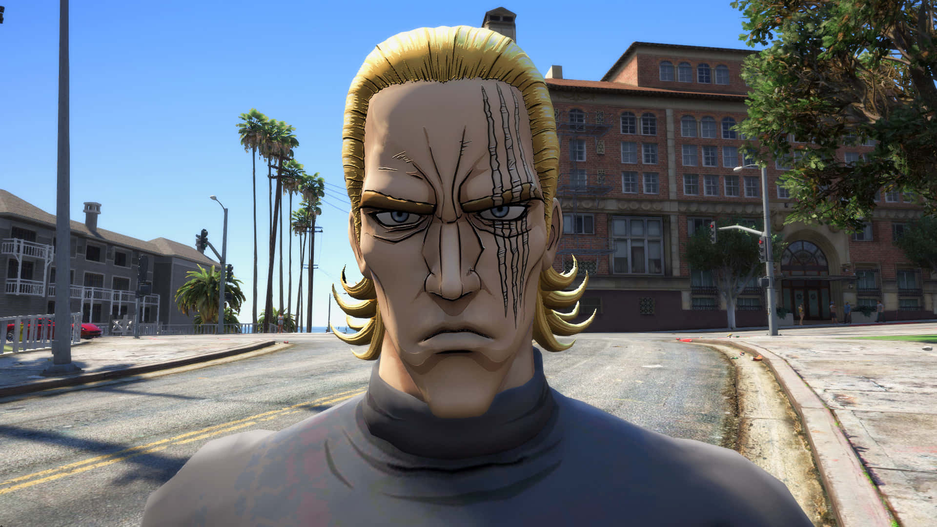 One Punch Man King, blonde hair, scar marks, Full HD Desktop Wallpaper
