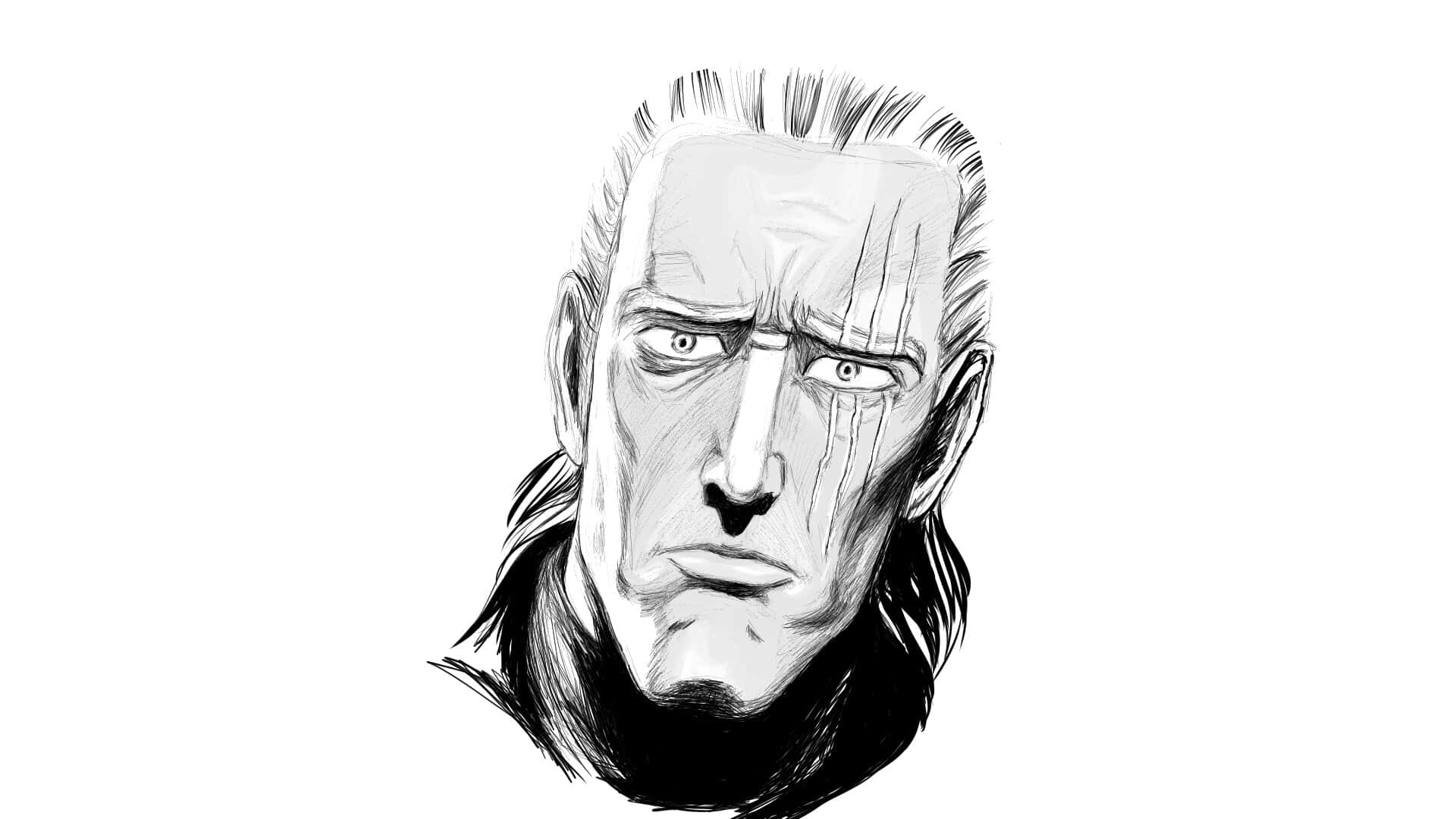 One Punch Man, King, black and white illustration, Full HD Desktop Wallpaper