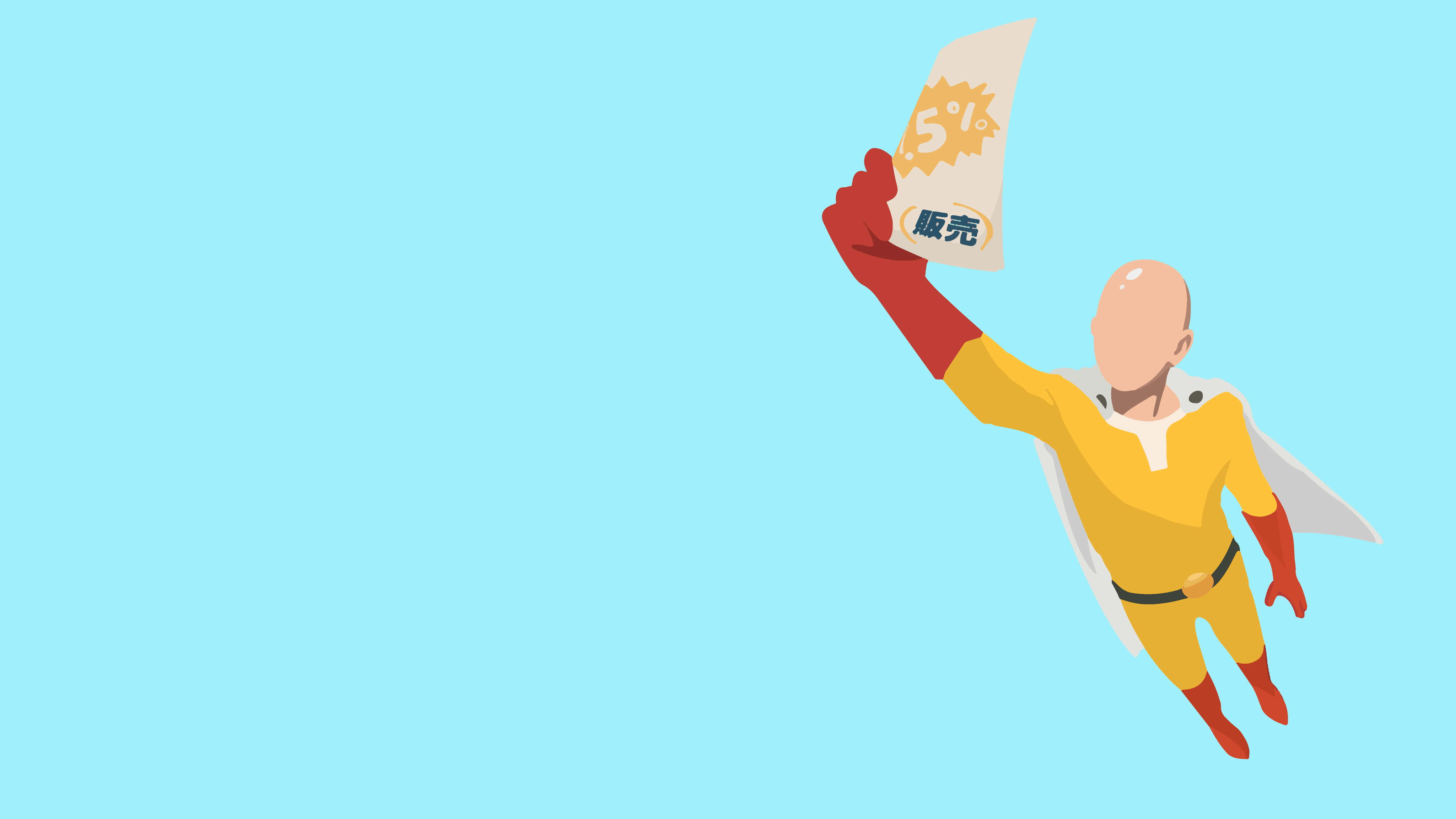 One Punch Man, minimalist, bald superhero, 4K Desktop Wallpaper