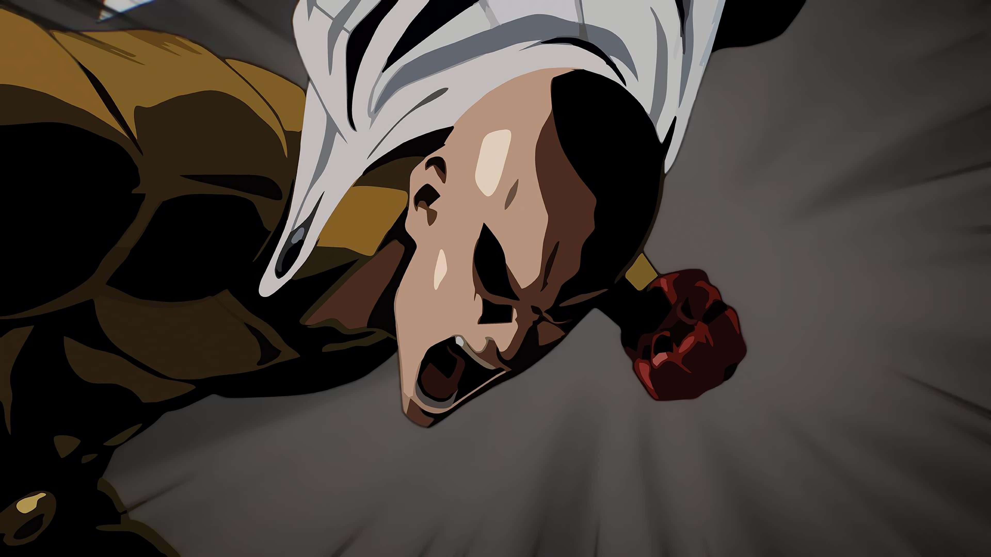 One Punch Man, minimalist, bald anime fighter, 4K Desktop Wallpaper