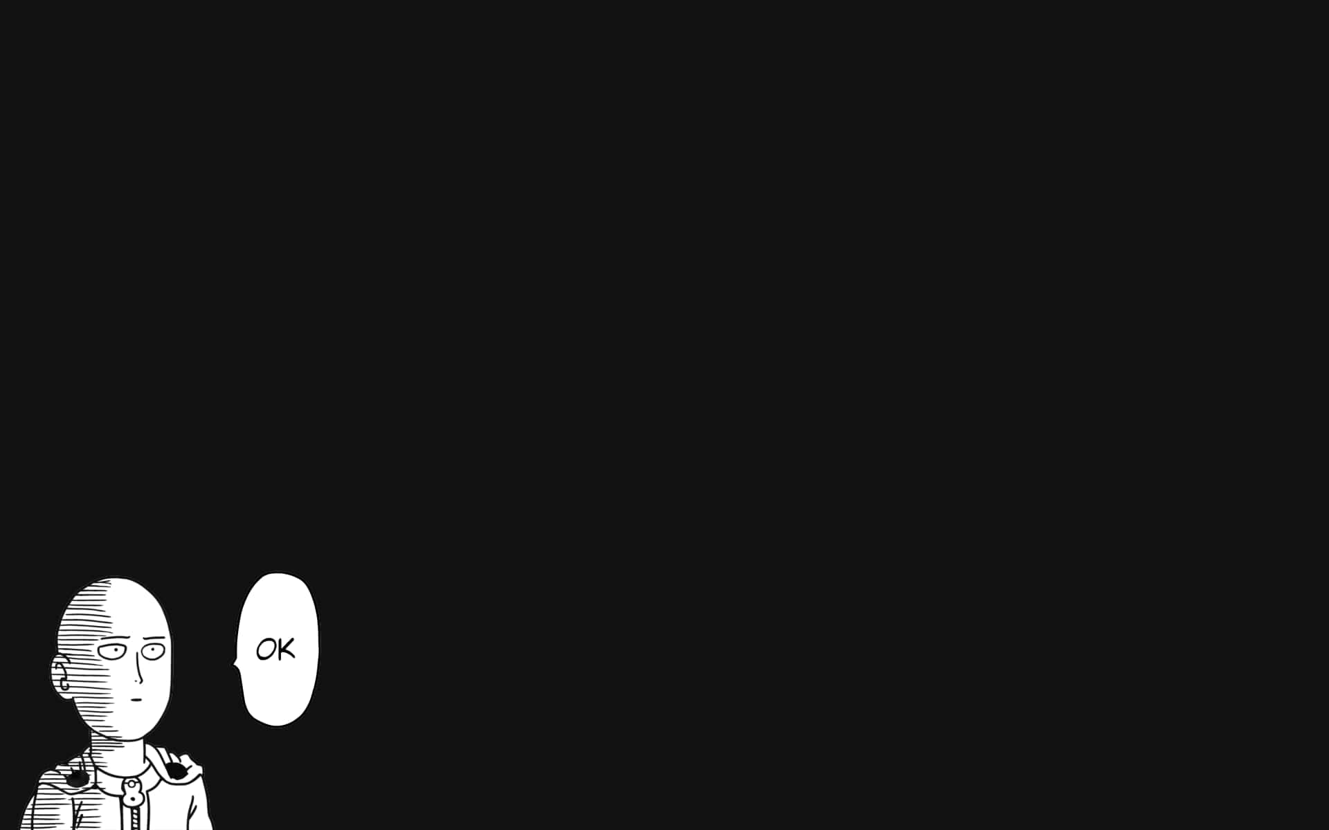 One Punch Man, minimalist, black and white anime character, Full HD Desktop Wallpaper