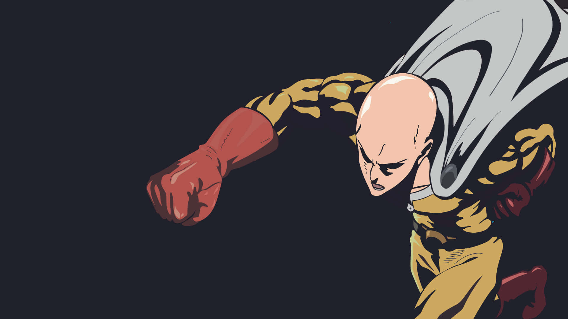 One Punch Man, minimalist, bald anime hero, Full HD Desktop Wallpaper