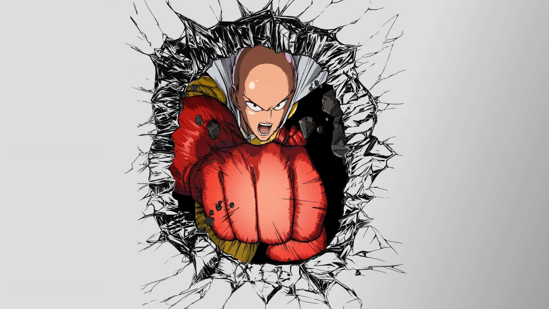 One Punch Man, minimalist, bald anime hero, Full HD Desktop Wallpaper