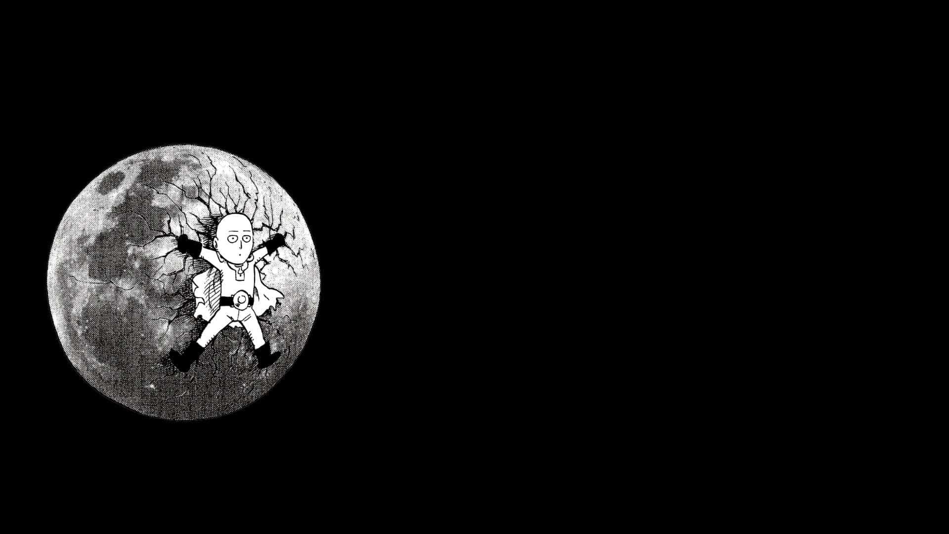 One Punch Man, minimalist, moon's surface, Full HD Desktop Wallpaper