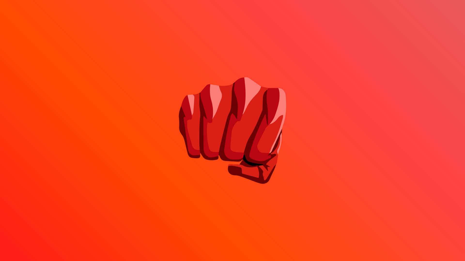 One Punch Man, red fist, fiery orange gradient background, Full HD Desktop Wallpaper