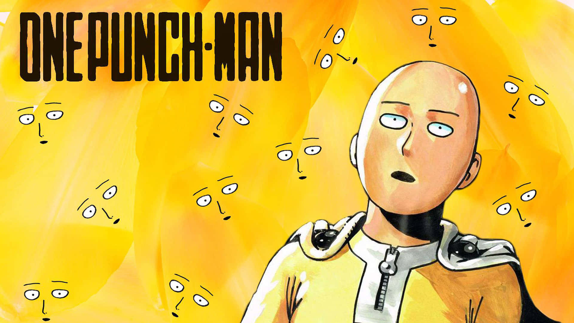 One Punch Man, bald anime hero, yellow suit, Full HD Desktop Wallpaper