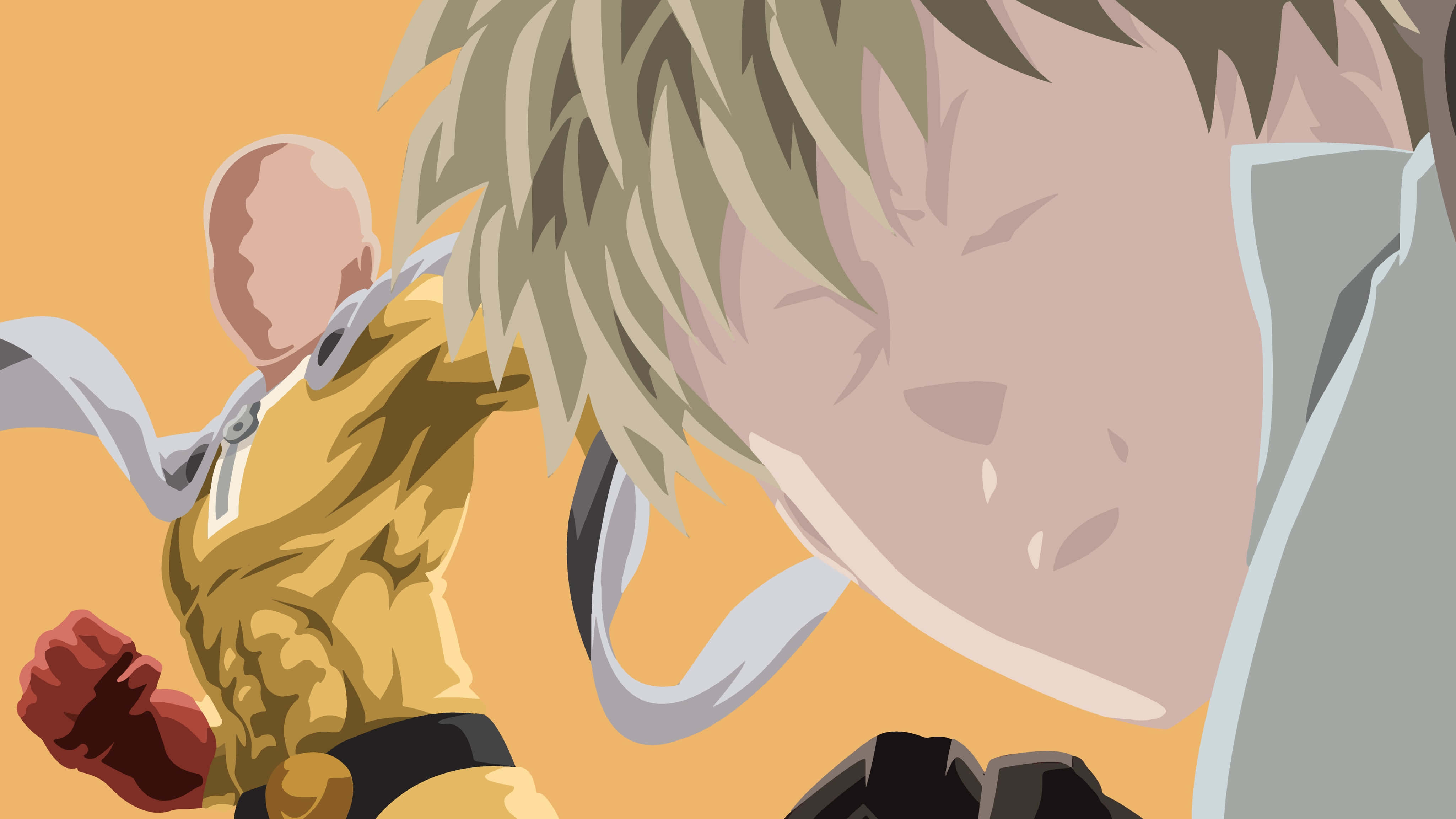 One Punch Man Season 2, bald fighter, yellow suit, 4K Desktop Wallpaper