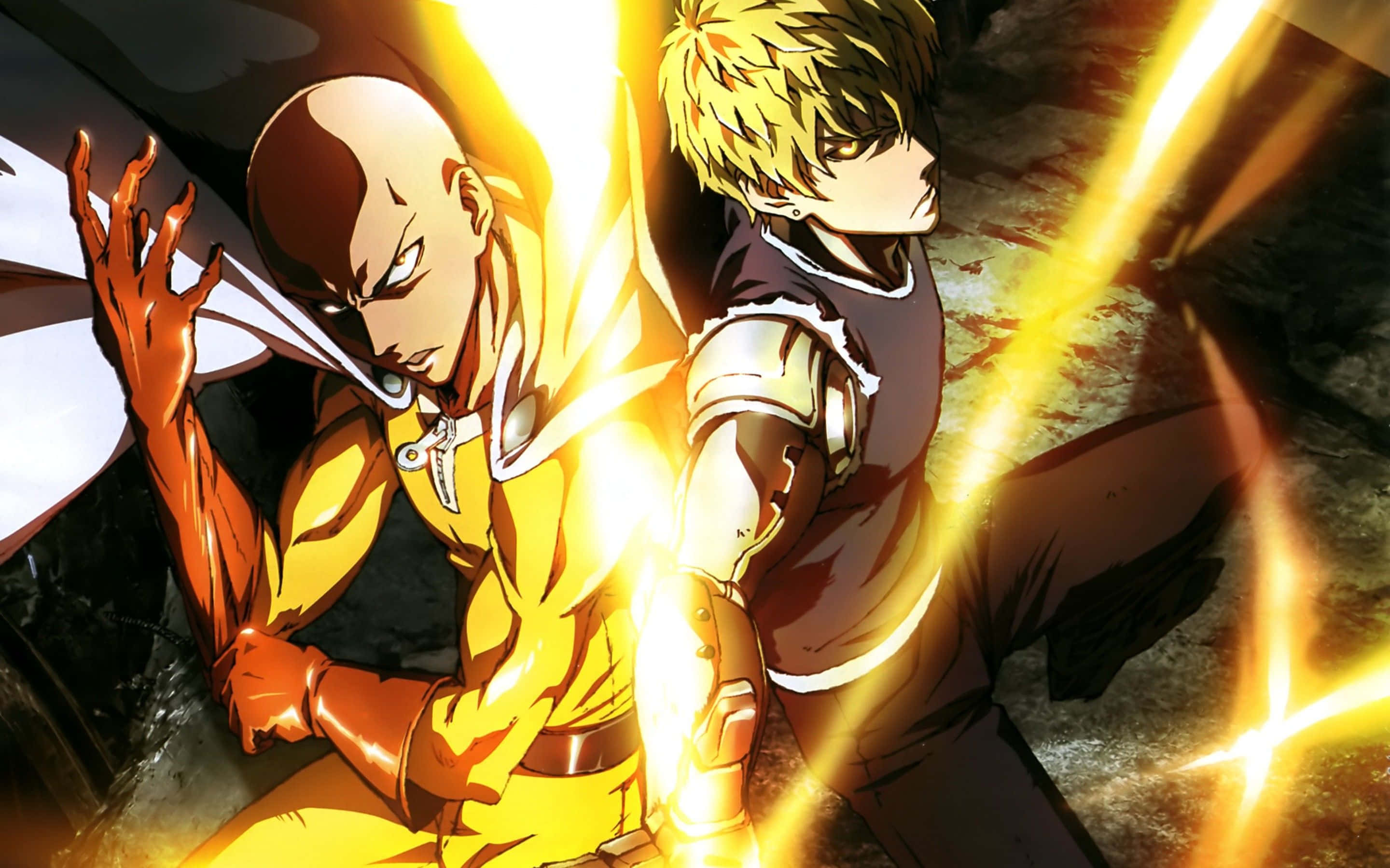 One Punch Man Season 2, anime heroes, fiery battle, 2K Desktop Wallpaper