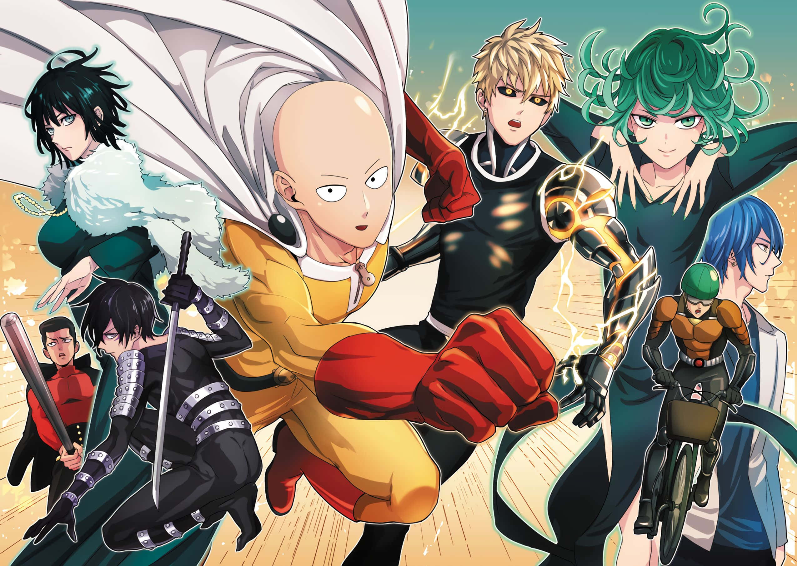 One Punch Man Season 2, heroes, glowing effects, Full HD Desktop Wallpaper
