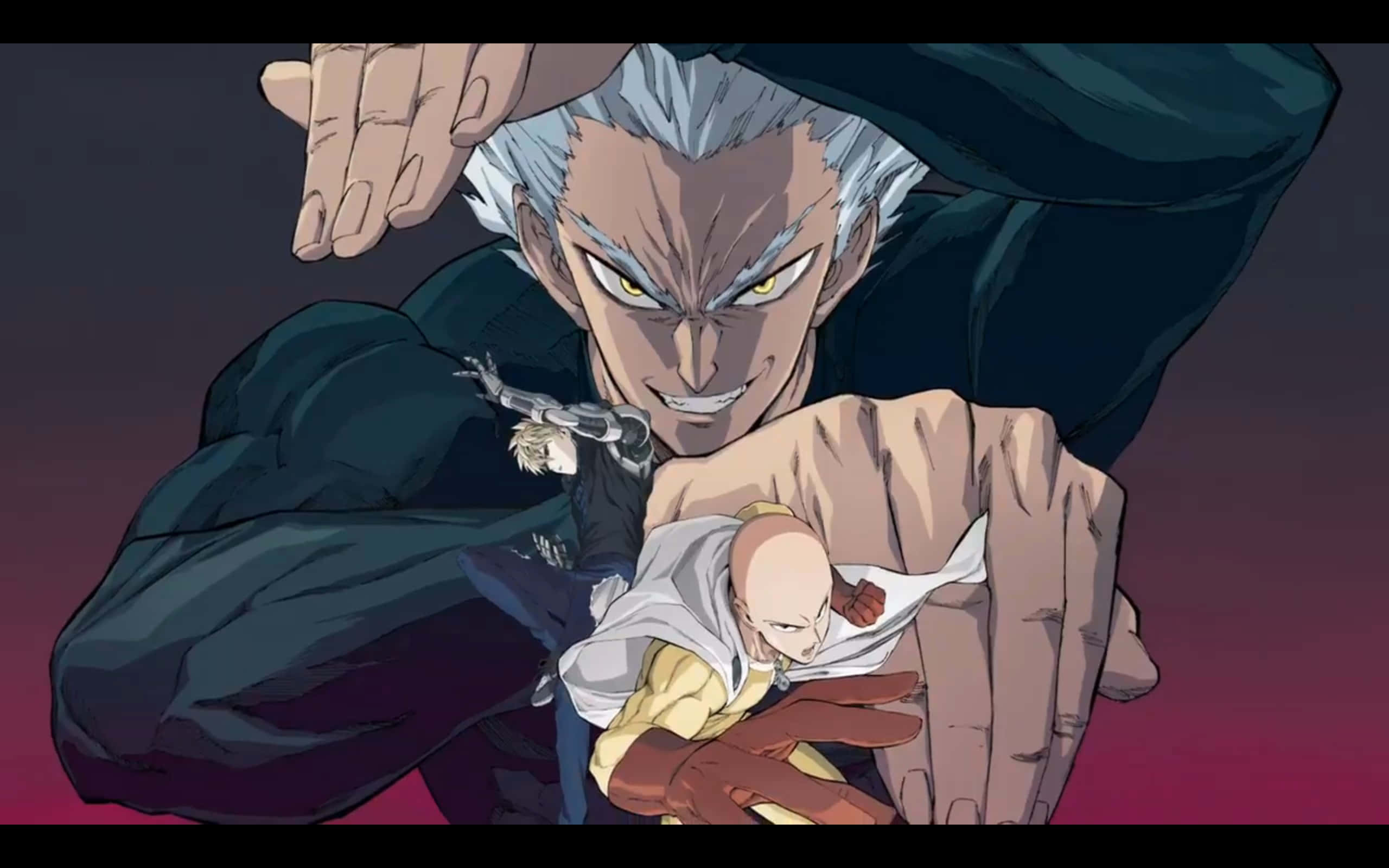One Punch Man Season 2, white hair, yellow eyes, 2K Desktop Wallpaper