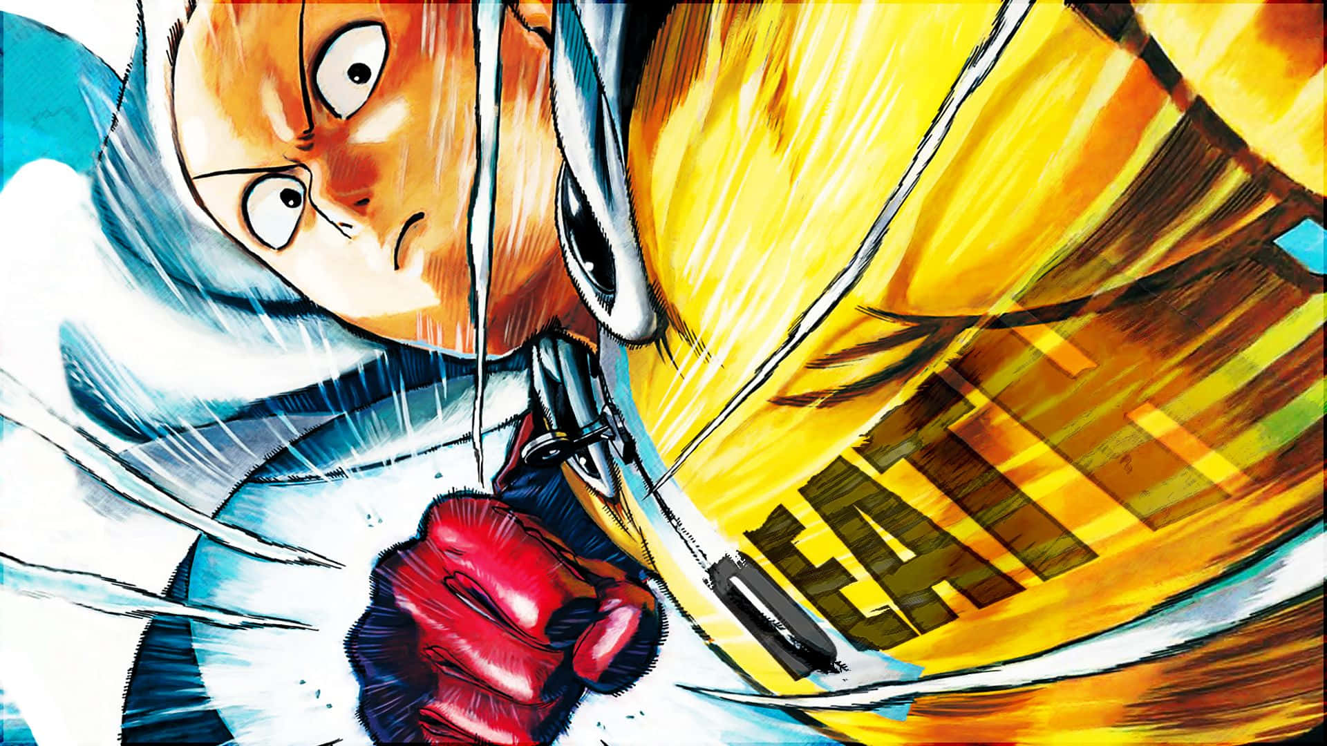 One Punch Man Season 2, anime character, punches forward, Full HD Desktop Wallpaper
