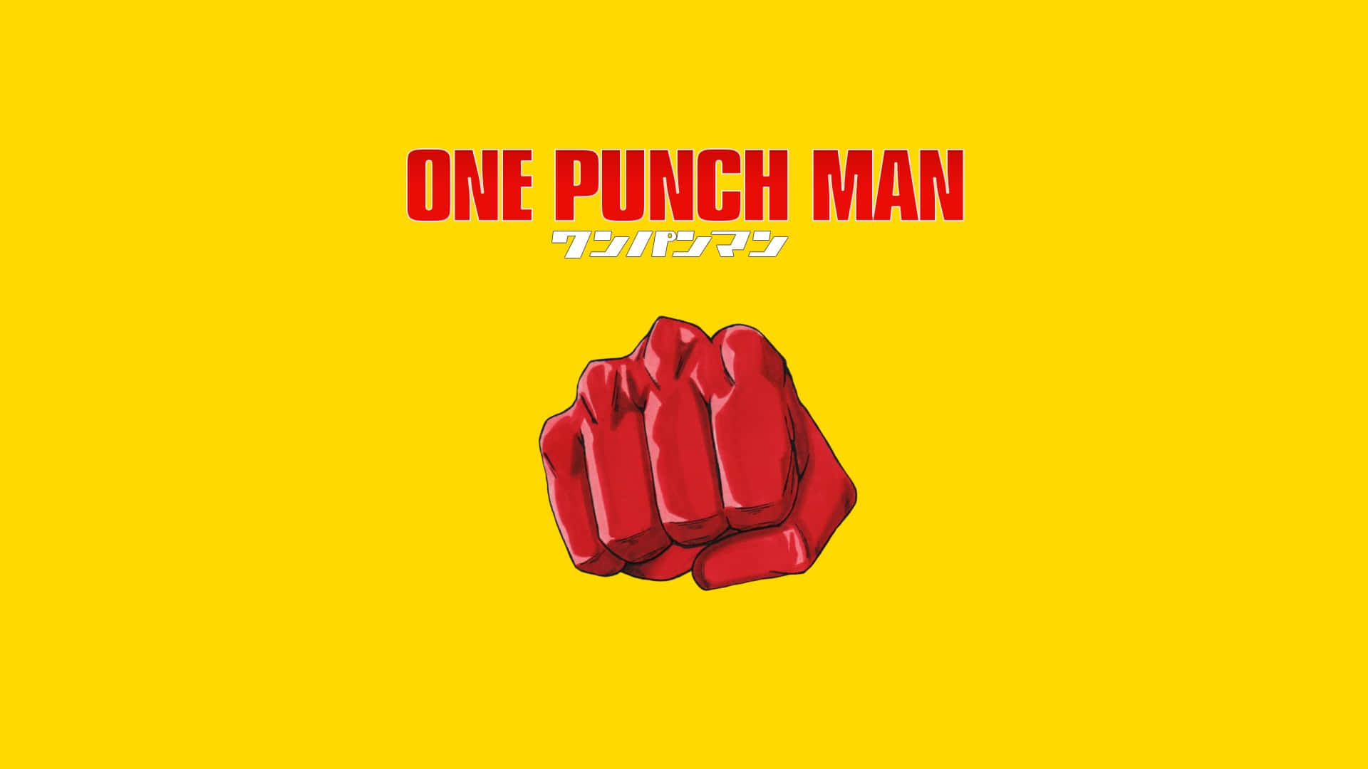 One Punch Man, red fist, vibrant yellow background, Full HD Desktop Wallpaper