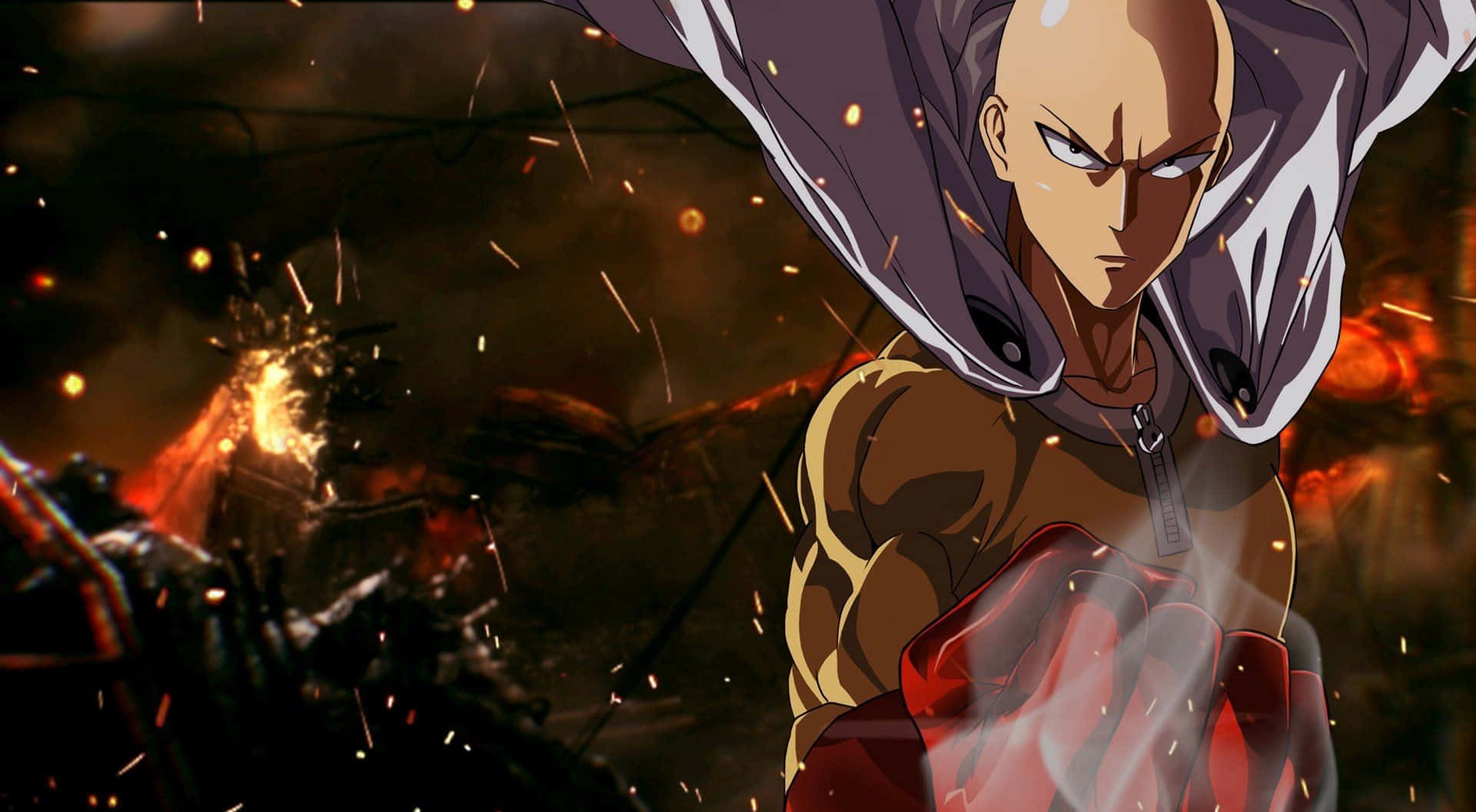 One Punch Man Season 2, bald anime warrior, brown jacket, Full HD Desktop Wallpaper