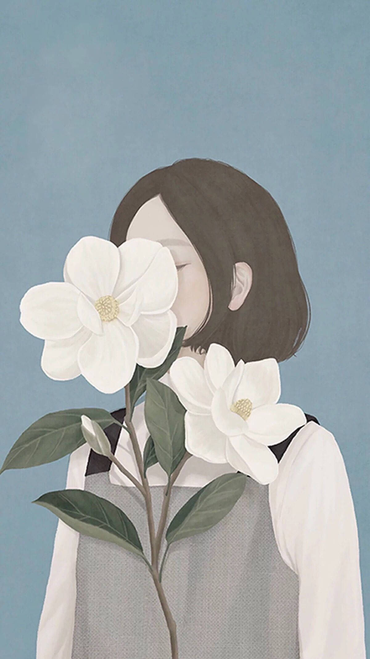 One Sided Love, flower girl, white magnolia flowers, Full HD Phone Wallpaper