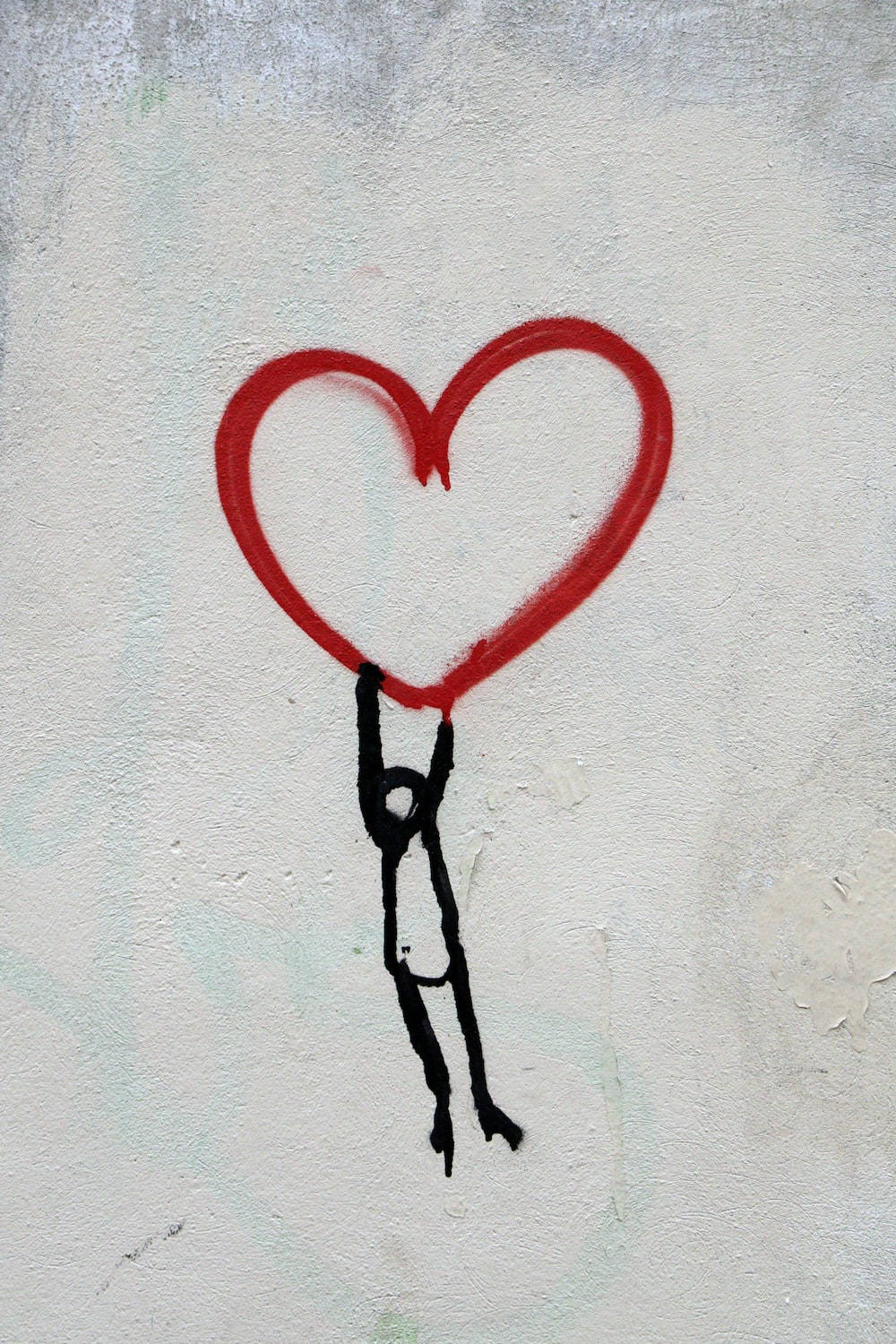 One Sided Love, black stick figure, bold red heart, HD Phone Wallpaper