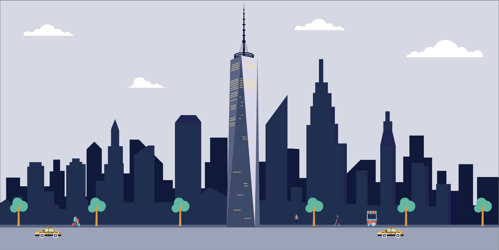 One World Trade Center, vector art, city skyline, HD Desktop Wallpaper