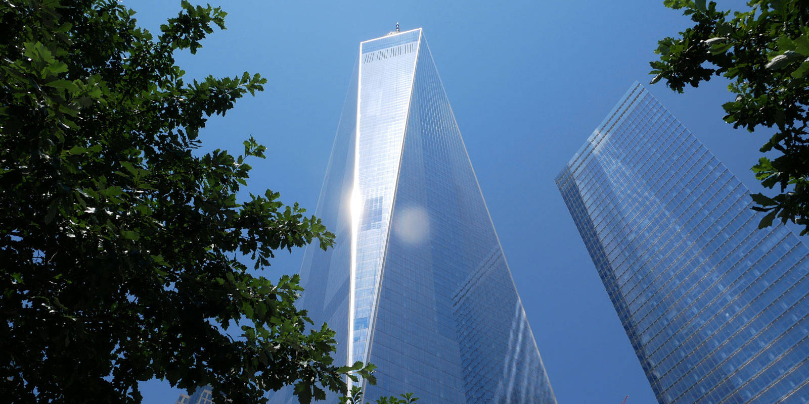 One World Trade Center, glass skyscrapers, clear blue sky, HD Desktop Wallpaper