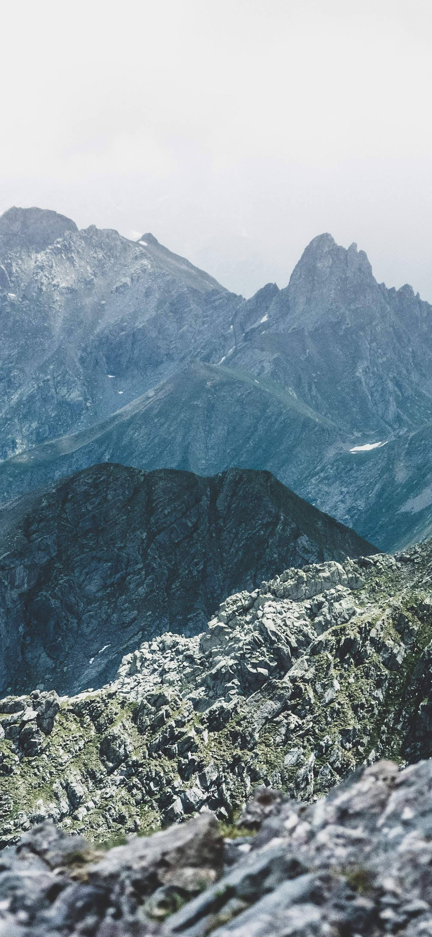OnePlus 7 Pro, mountain range, jagged peaks, 2K Phone Wallpaper