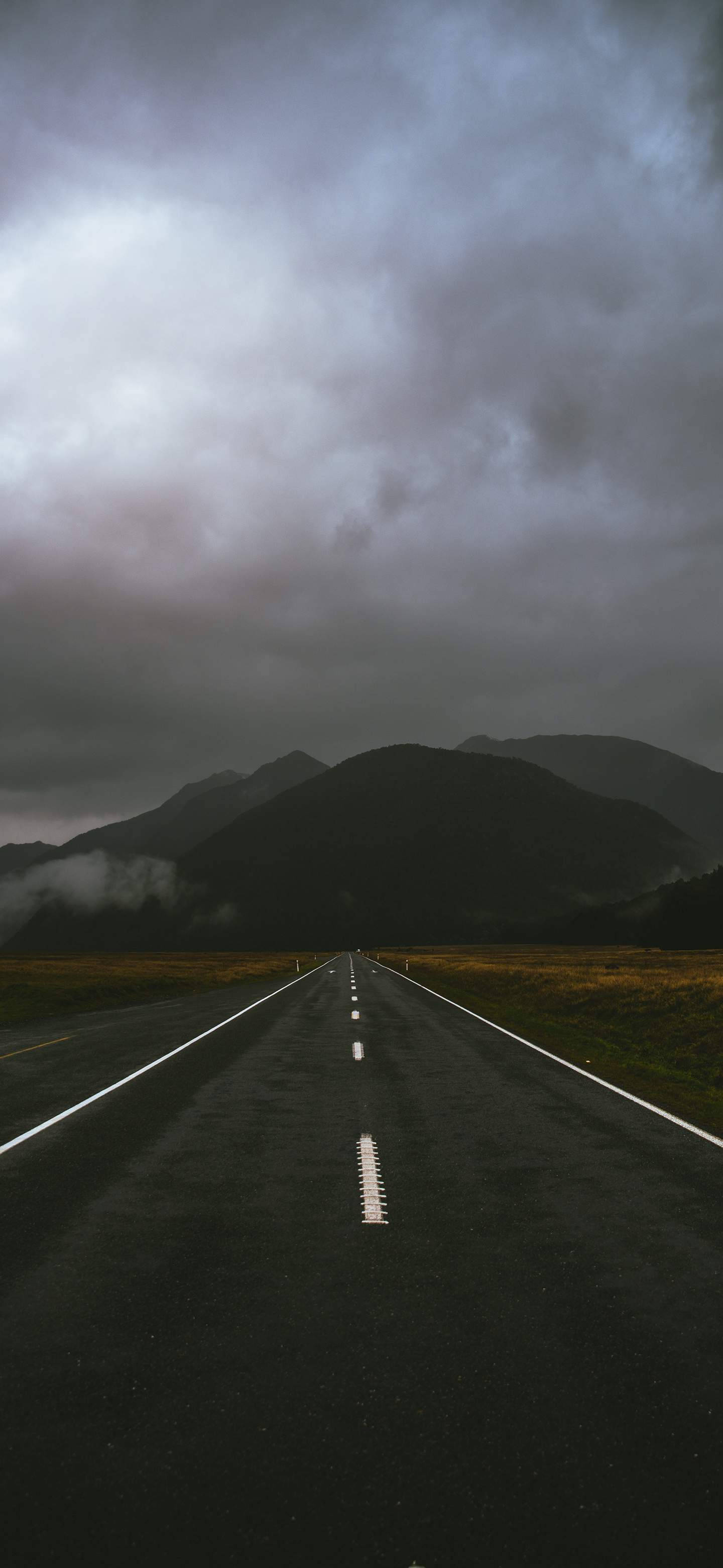 OnePlus 7 Pro, mountains, asphalt road, 2K Phone Wallpaper