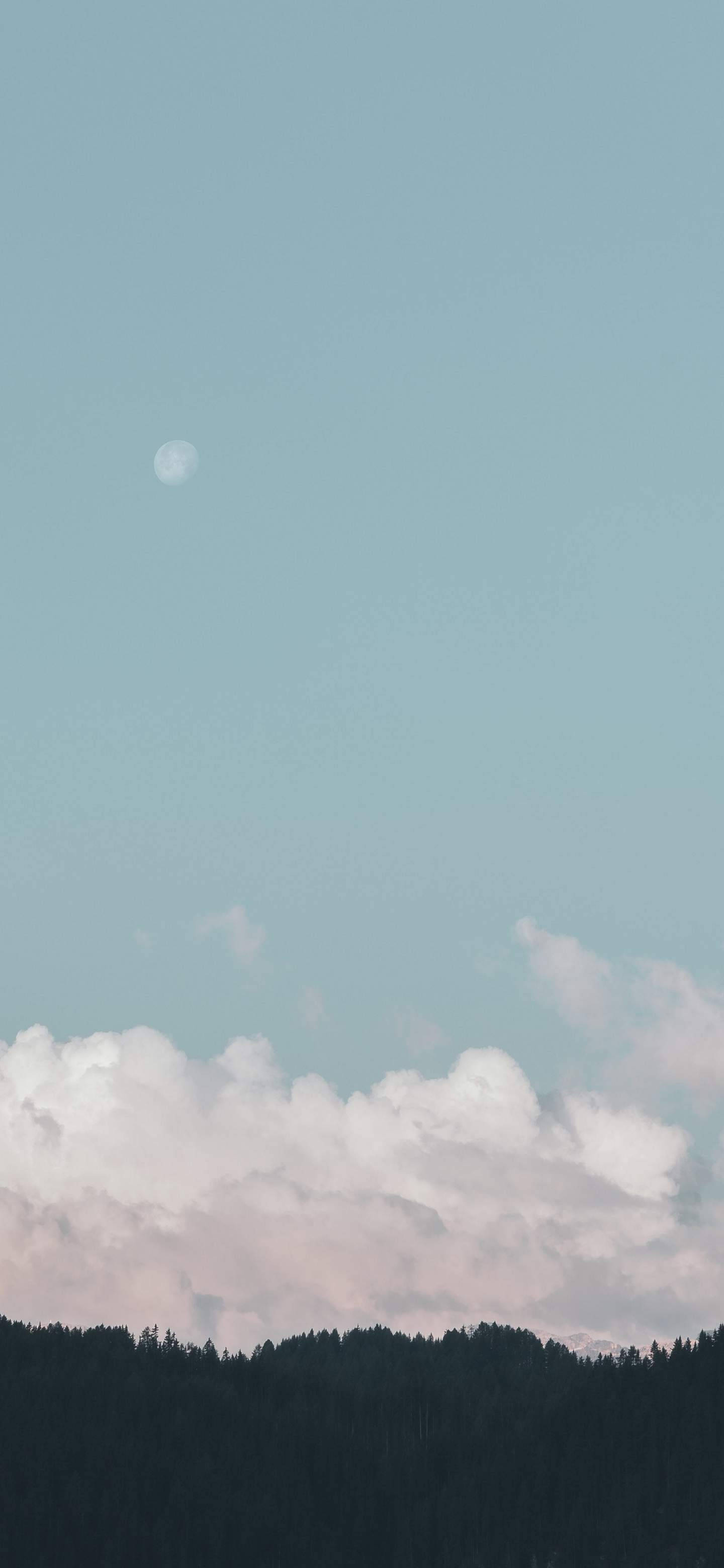 OnePlus 7 Pro, moon, pink clouds, 2K Phone Wallpaper
