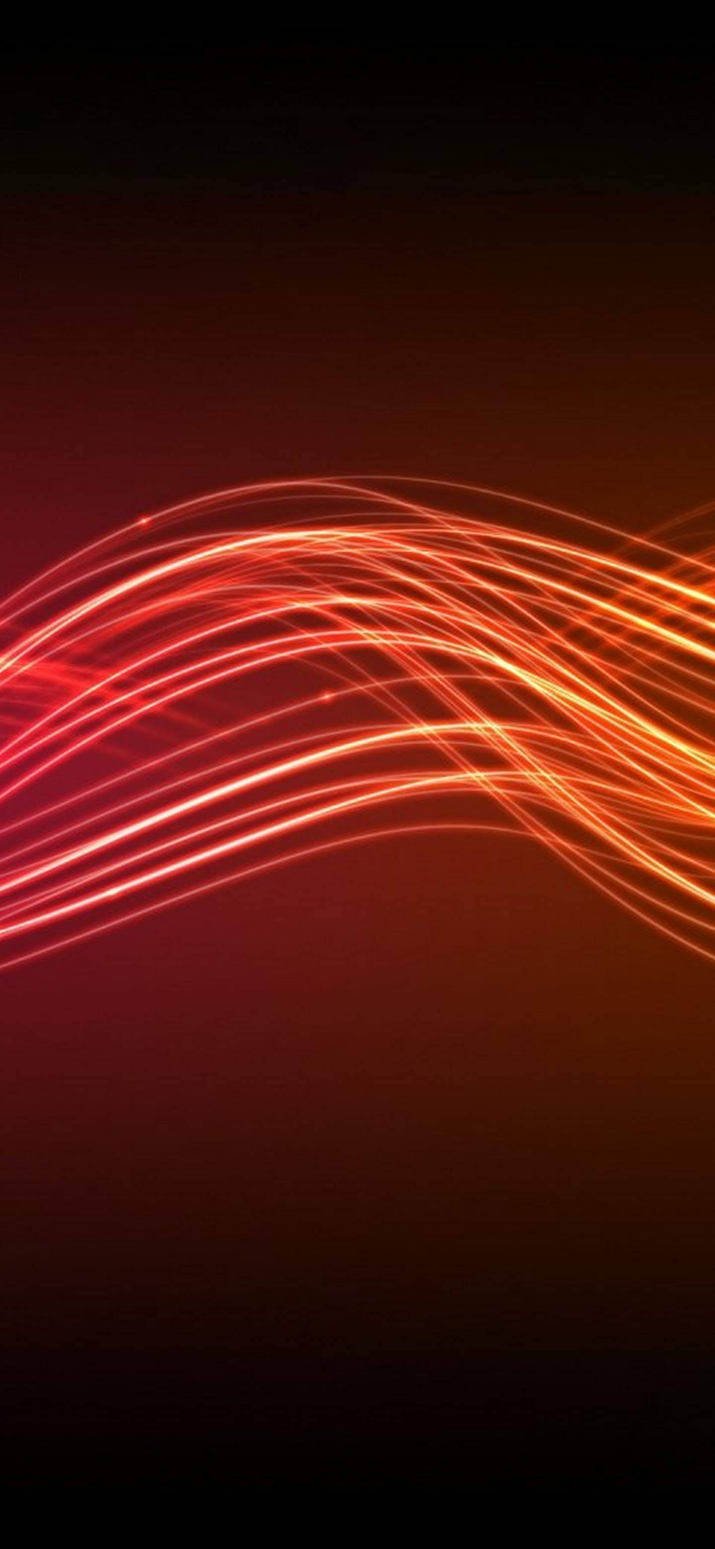 OnePlus 7 Pro, vibrant orange light trails, deep red to black gradient background, 2K Phone Wallpaper