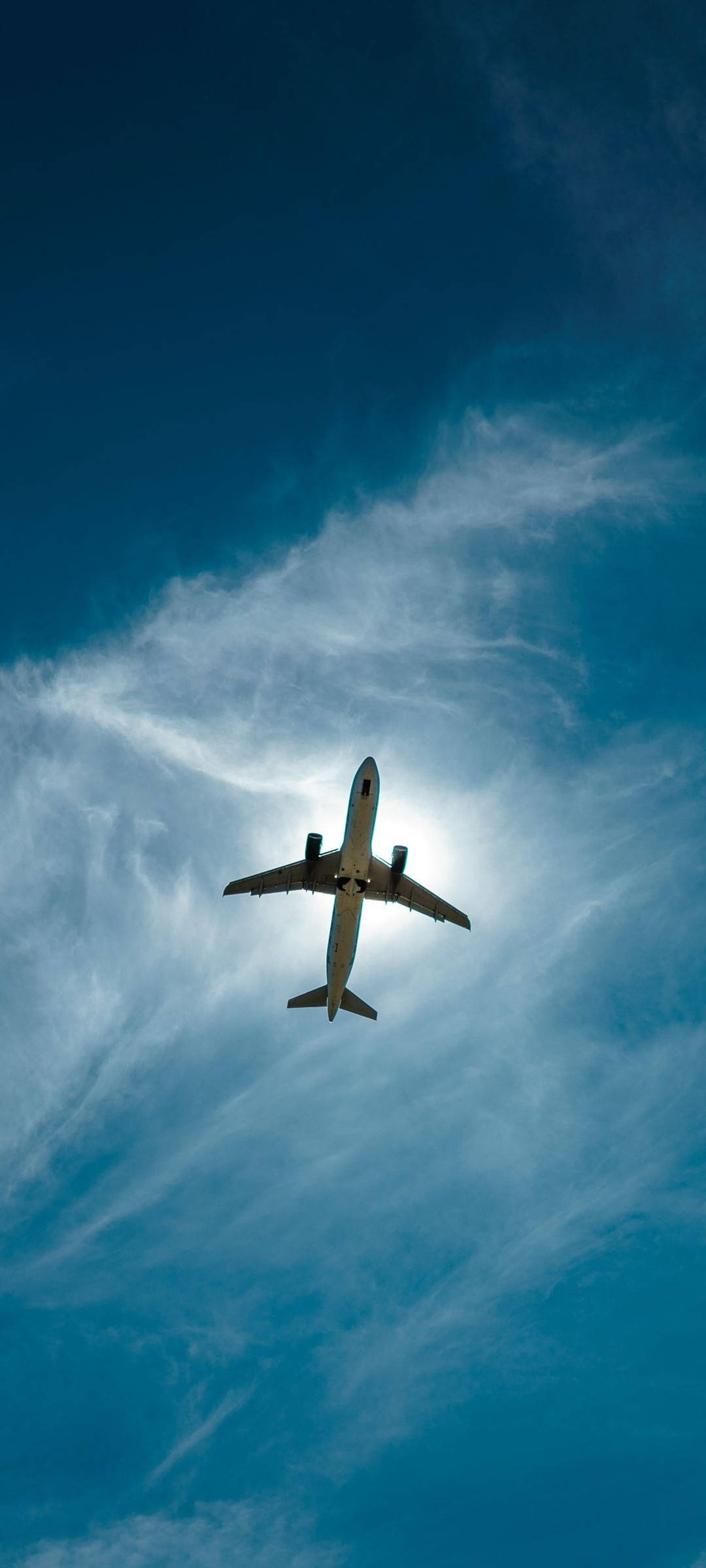 OnePlus 9R, flying airplane, vibrant blue sky, Full HD Phone Wallpaper