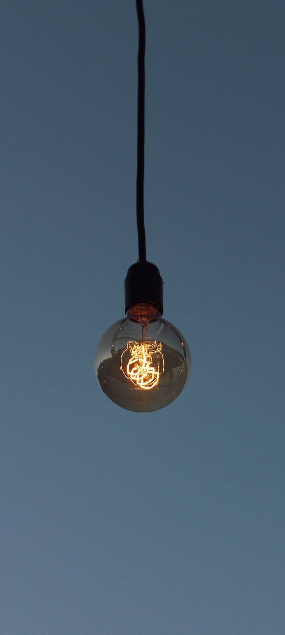 OnePlus 9R, vintage filament bulb, deep twilight sky, Full HD Phone Wallpaper