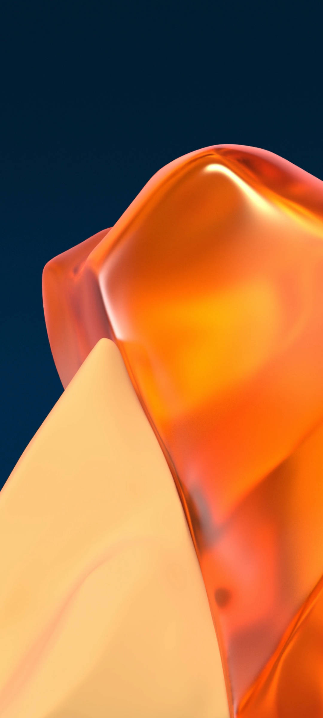 translucent orange glass, OnePlus 9R, deep navy background, Full HD Phone Wallpaper