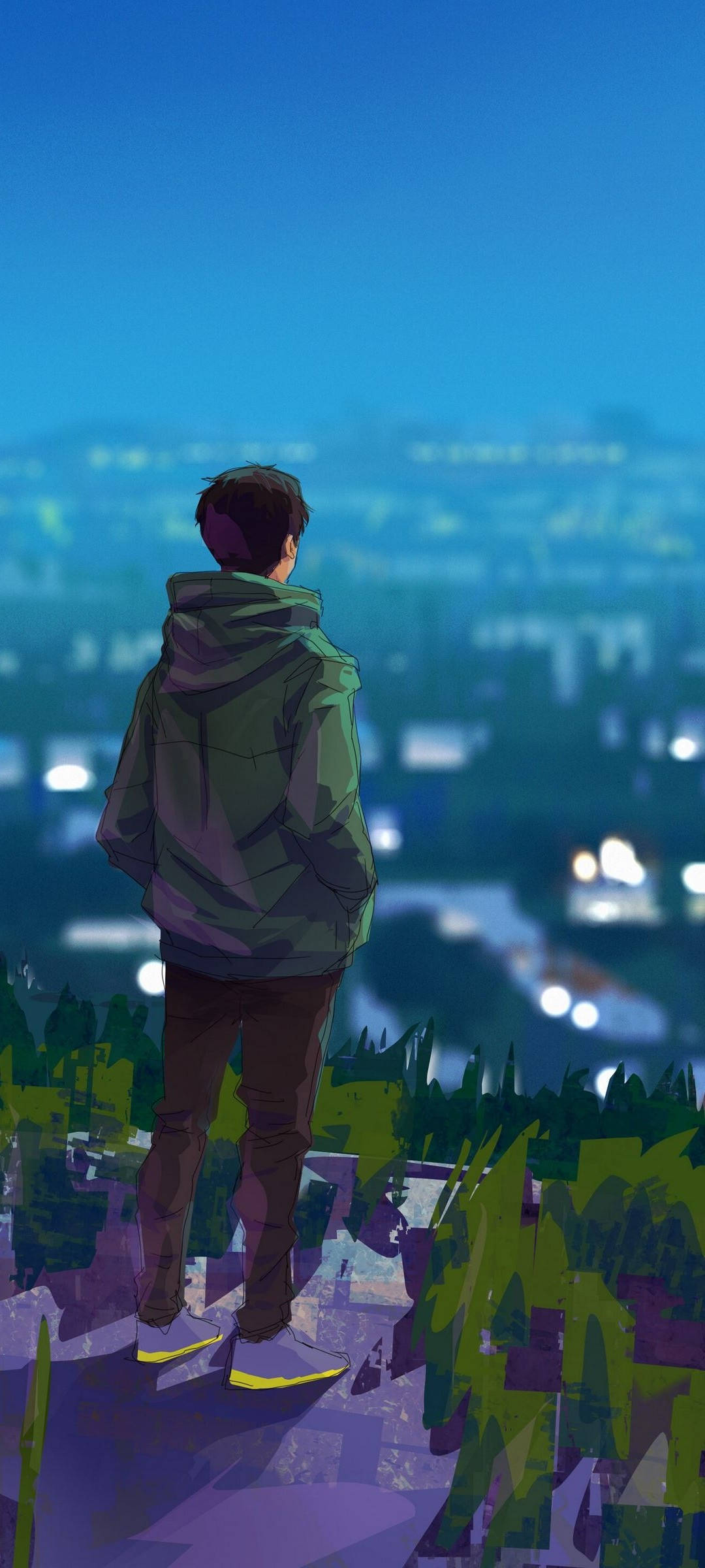 Oneplus 9R, green hoodie, hill, Full HD Phone Wallpaper