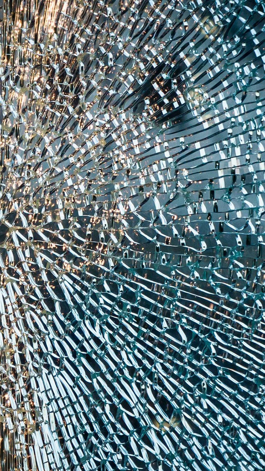 OnePlus 9R, broken mirror shards, blue reflections, HD Phone Wallpaper