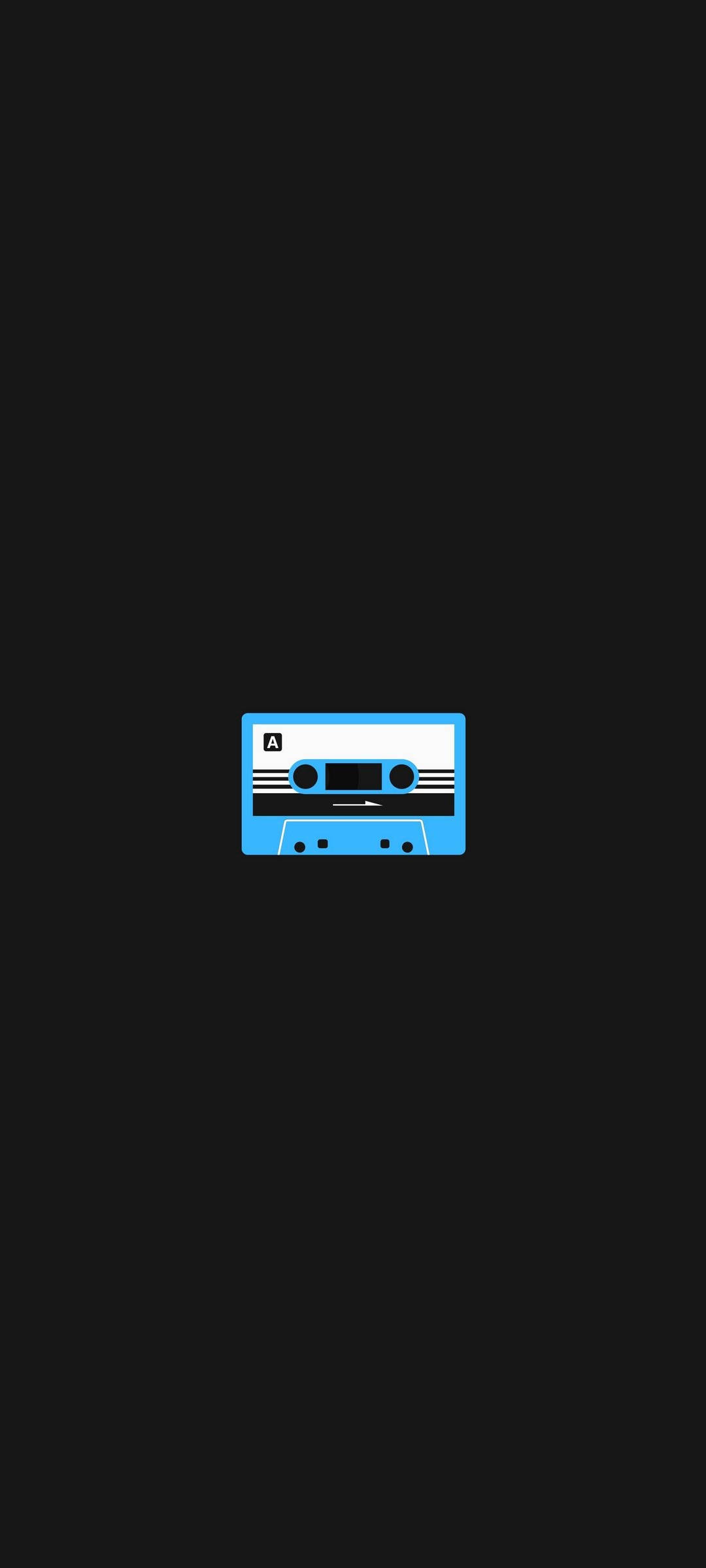 OnePlus 9r, blue cassette tape, solid black background, Full HD Phone Wallpaper