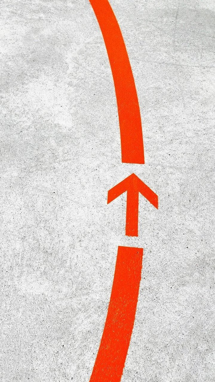 OnePlus 9R, orange arrow, textured concrete, HD Phone Wallpaper