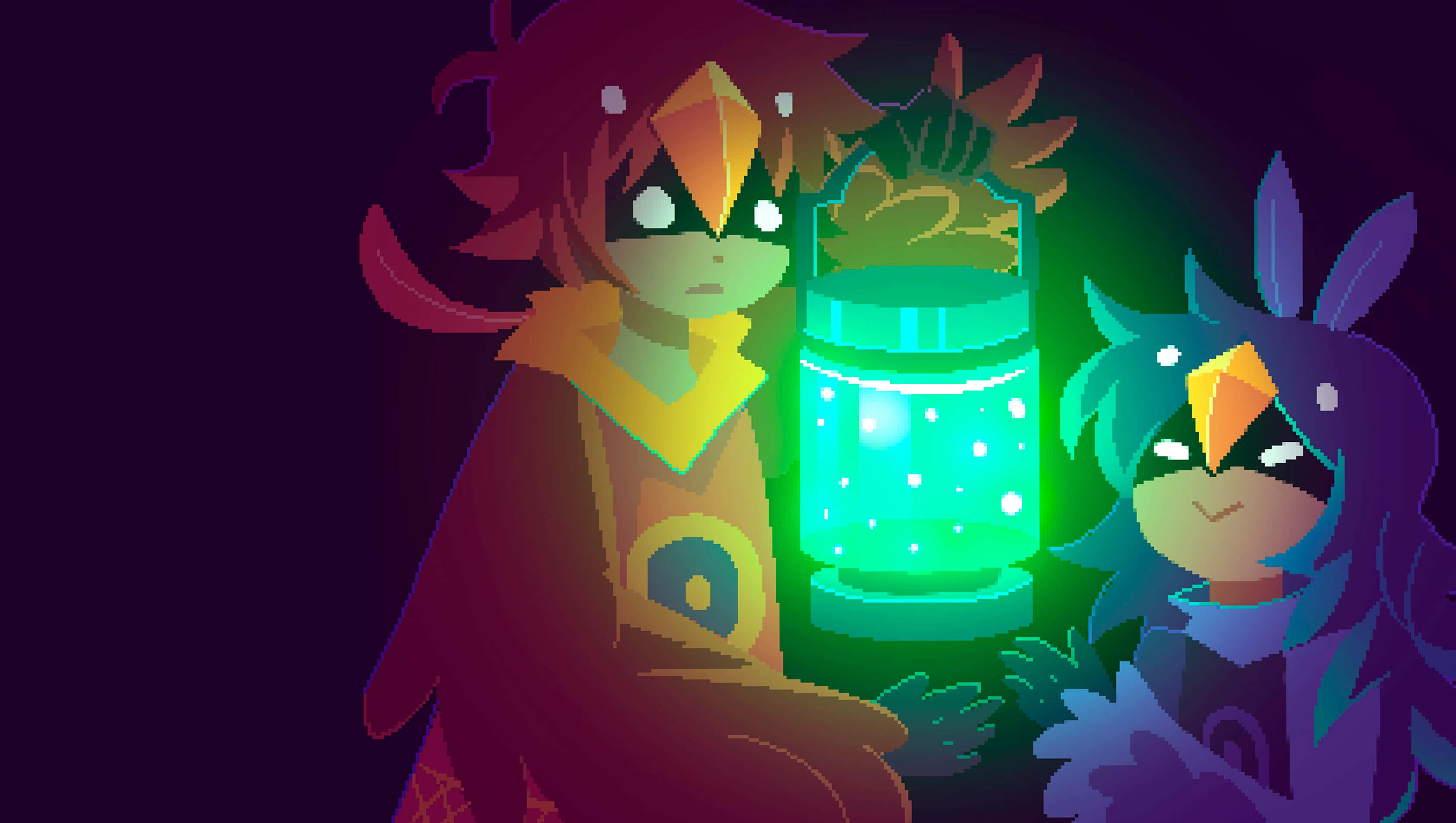 Oneshot, glowing eyes, colorful hair, 4K Desktop Wallpaper