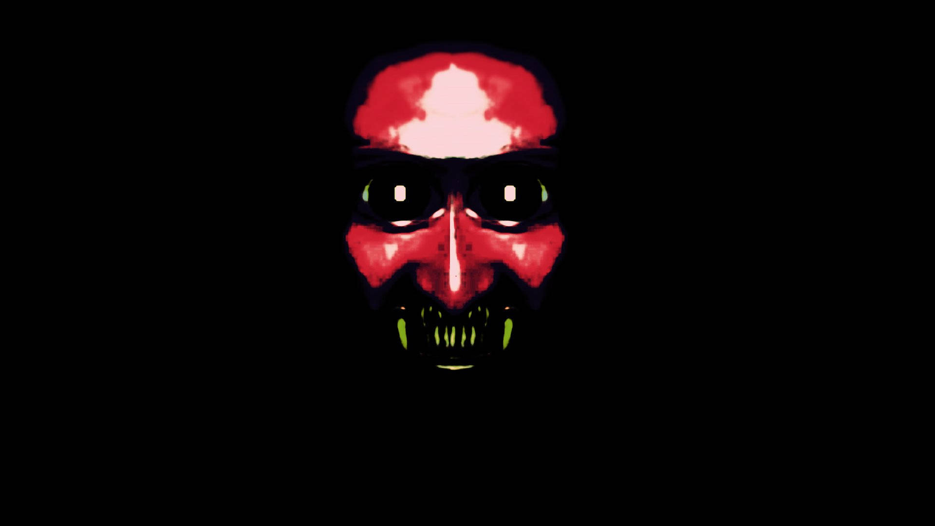 Oni Mask, glowing red demonic face, green eyes, Full HD Desktop Wallpaper
