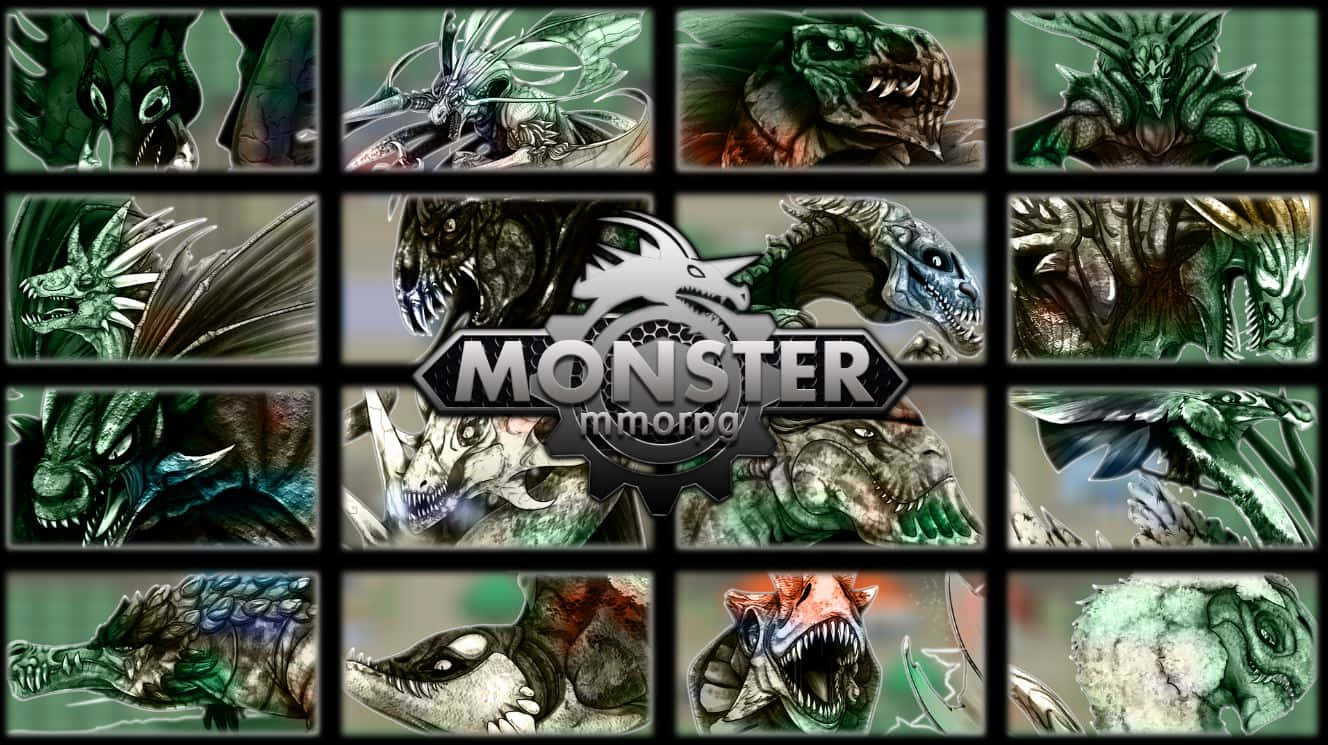 Monster mmorpg, green and gray tones, fierce fantasy monsters, HD Desktop Wallpaper