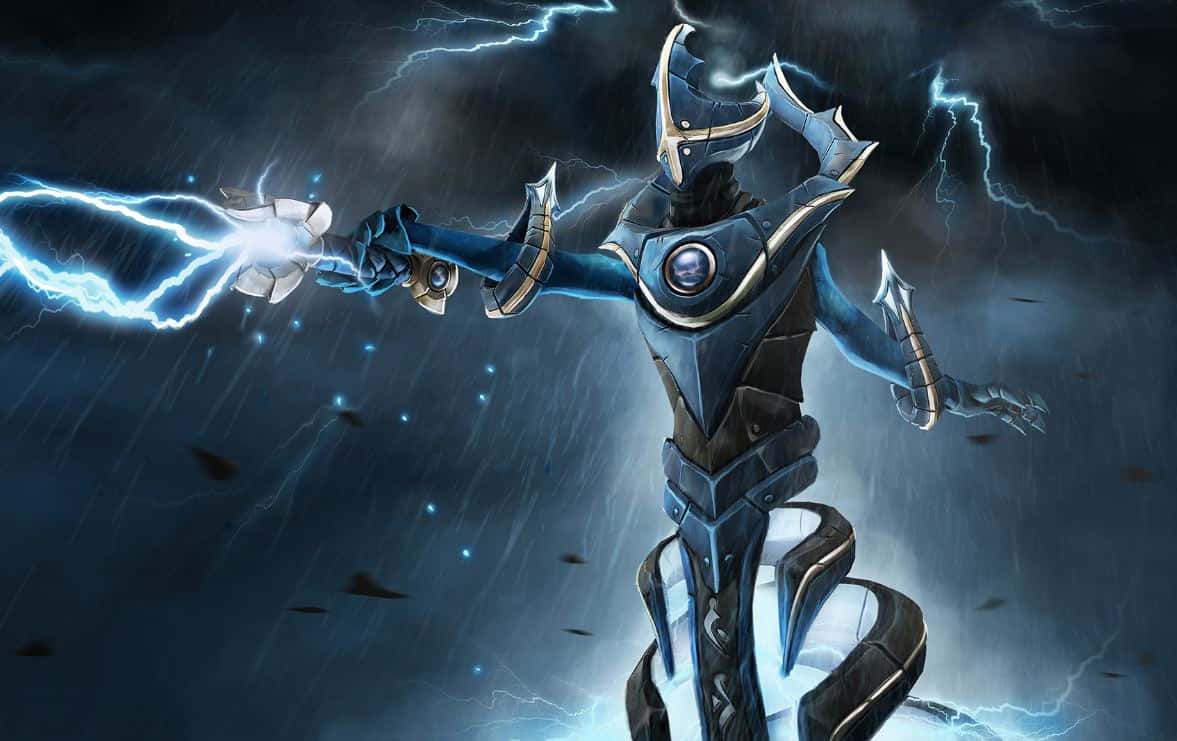 online gaming, armored warrior, crackling blue lightning, SD Desktop Wallpaper