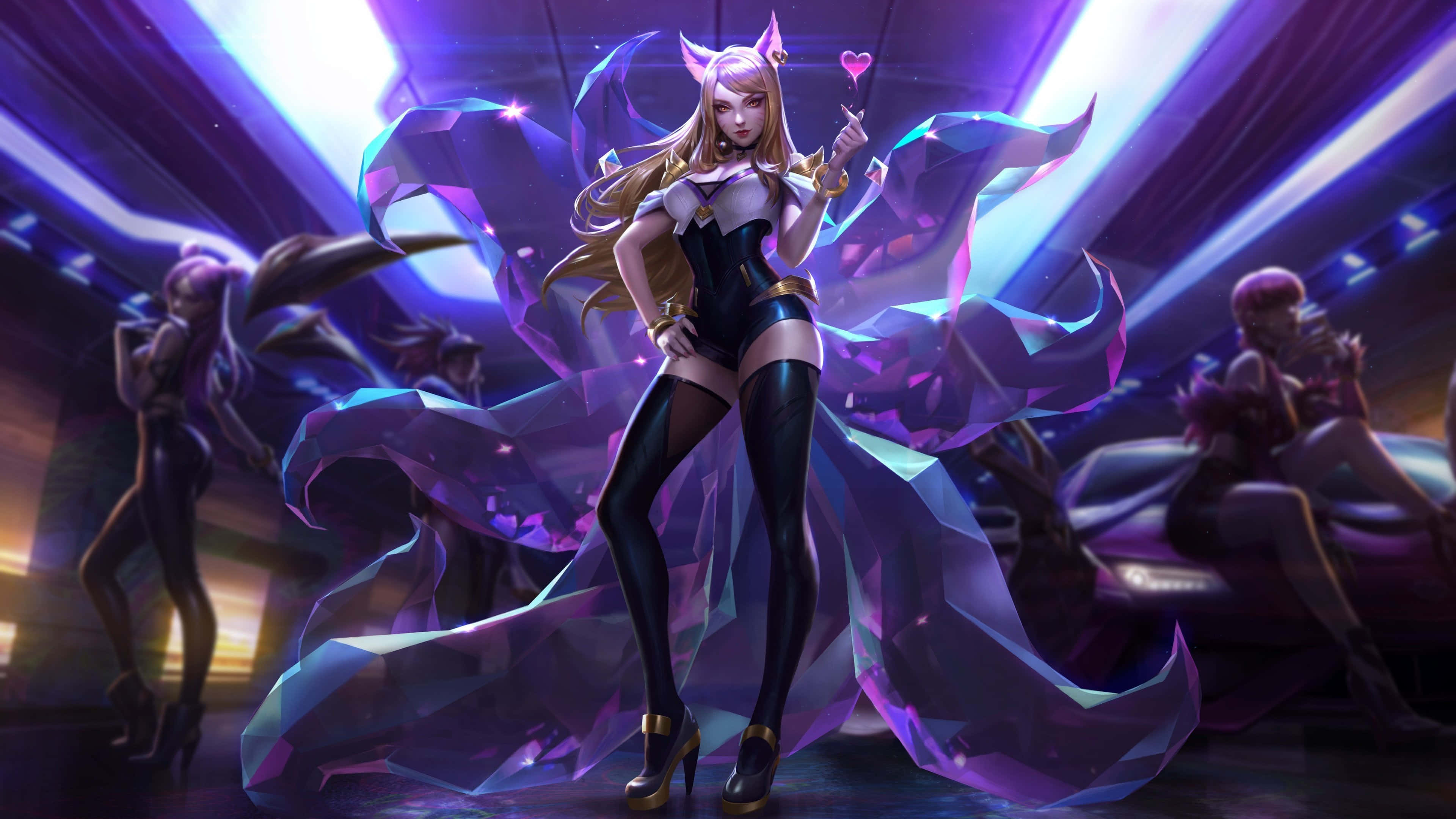 anime girl, cat ears, crystal cape, 4K Desktop Wallpaper